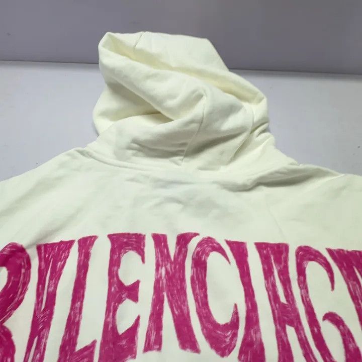 Balenciaga Balenciaga White Hooded Sweatshirt with Logo Print 0079-250 Size US XS / EU 42 / 0 - 8 Thumbnail