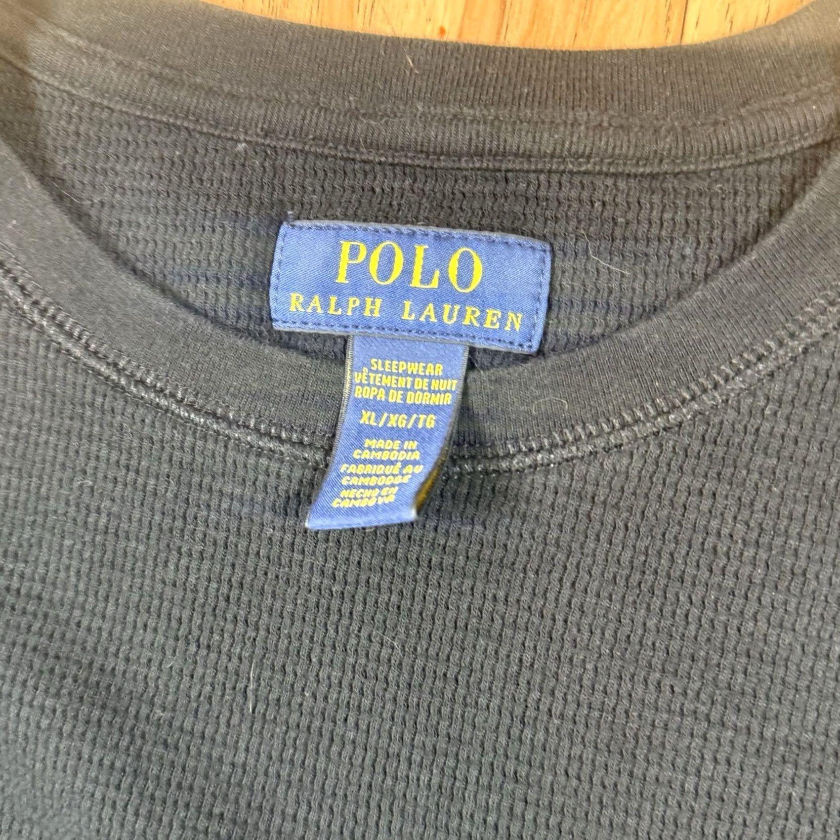 Ralph Lauren Polo Ralph Lauren Formal Bear Thermal Shirt Mens XL Black Size 46R - 4 Thumbnail