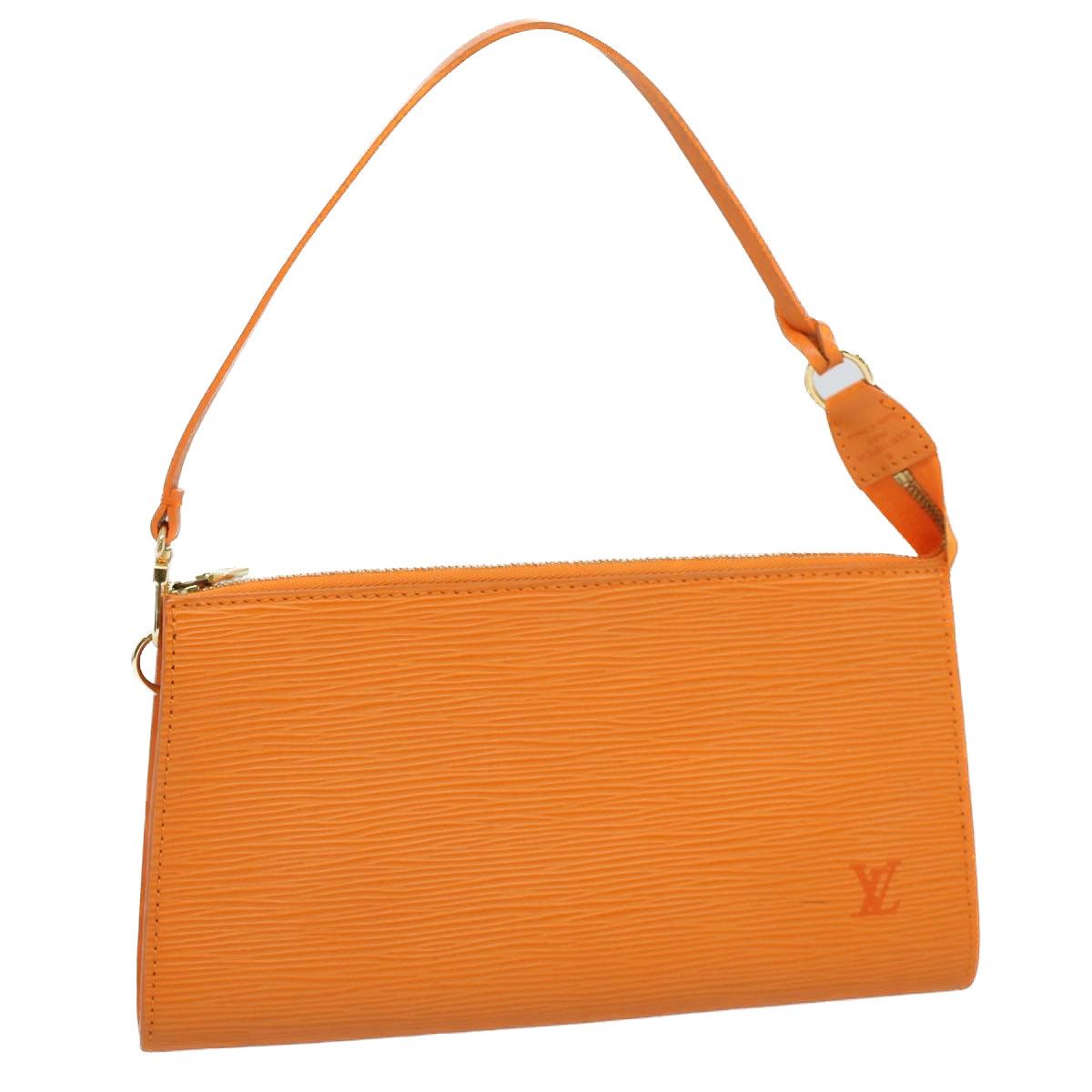 image of Louis Vuitton Epi Pochette Accessoires Pouch Orange Mandarin M5294H Auth 55878 in Orange/Mandarin, 