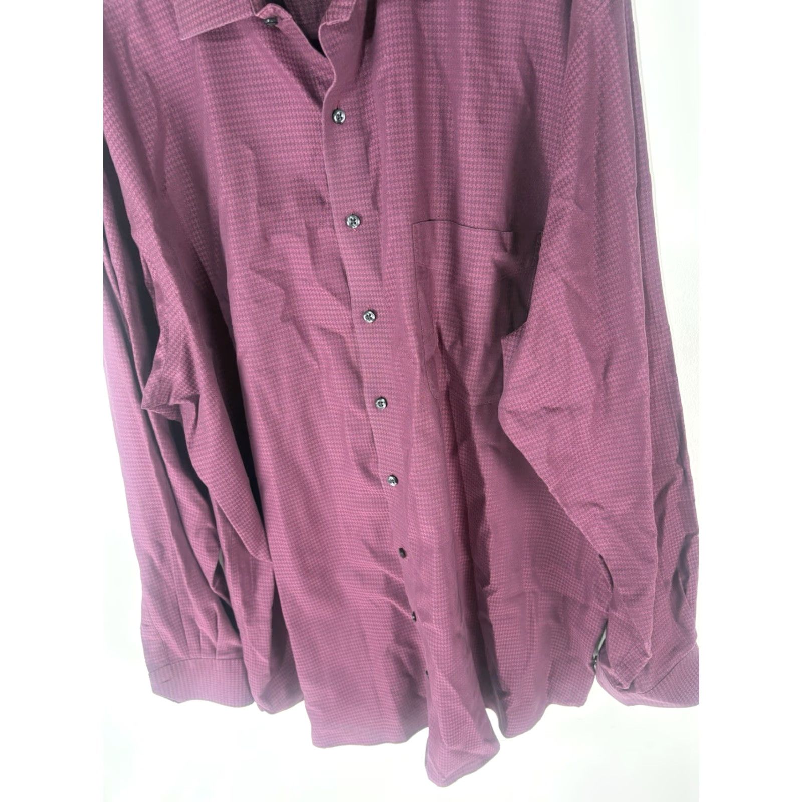 Vintage Rochester Dress Shirt Men’s 38/39T Egyptian Cotton Button Up Geometric Long Sleeve Wine Classic Big & Tall Mens Size 38R - 3 Thumbnail