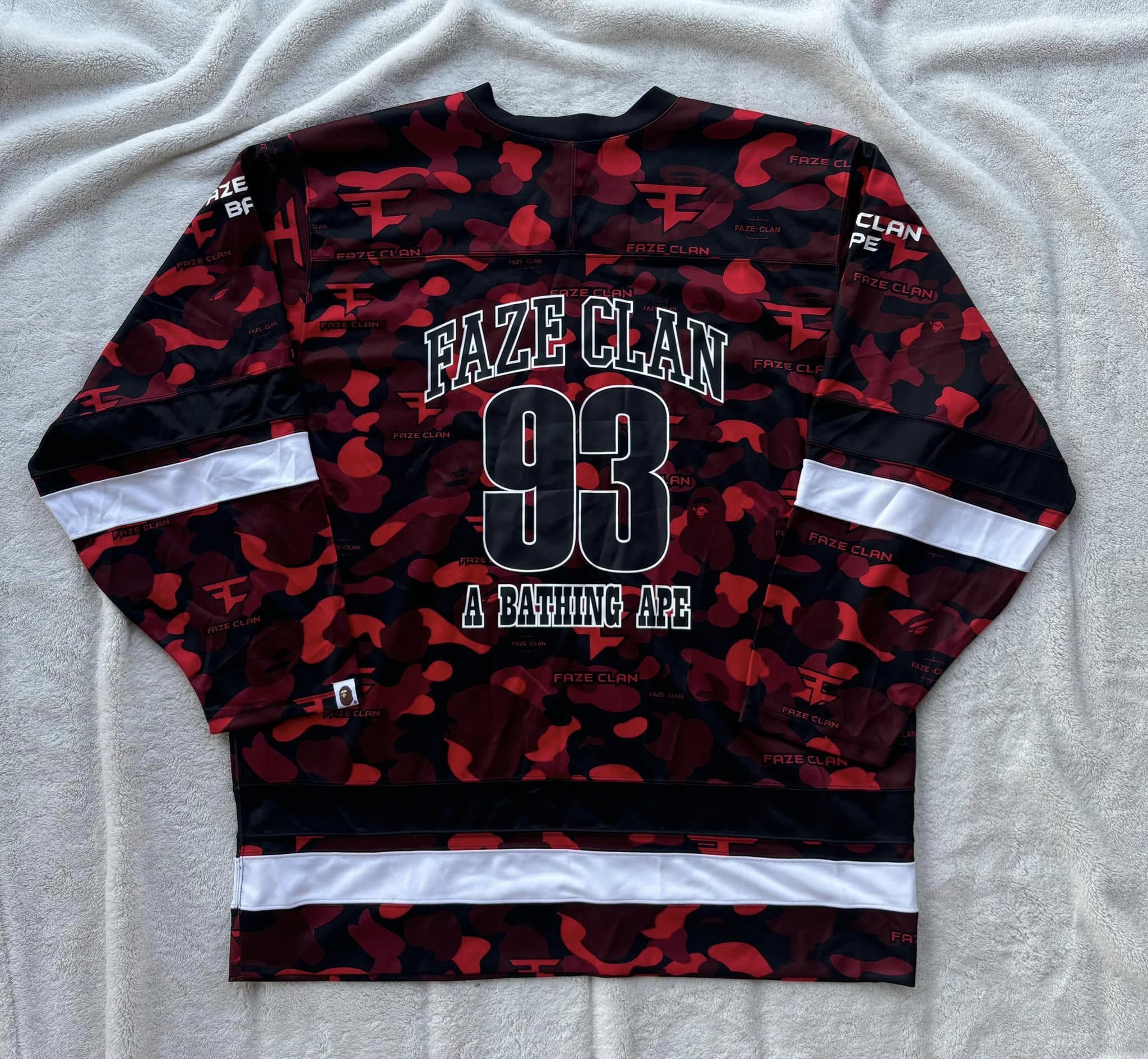 Bape × FaZe Bape x Faze Clan Red Camo Hockey Jersey Size US XL / EU 56 / 4 - 2 Thumbnail