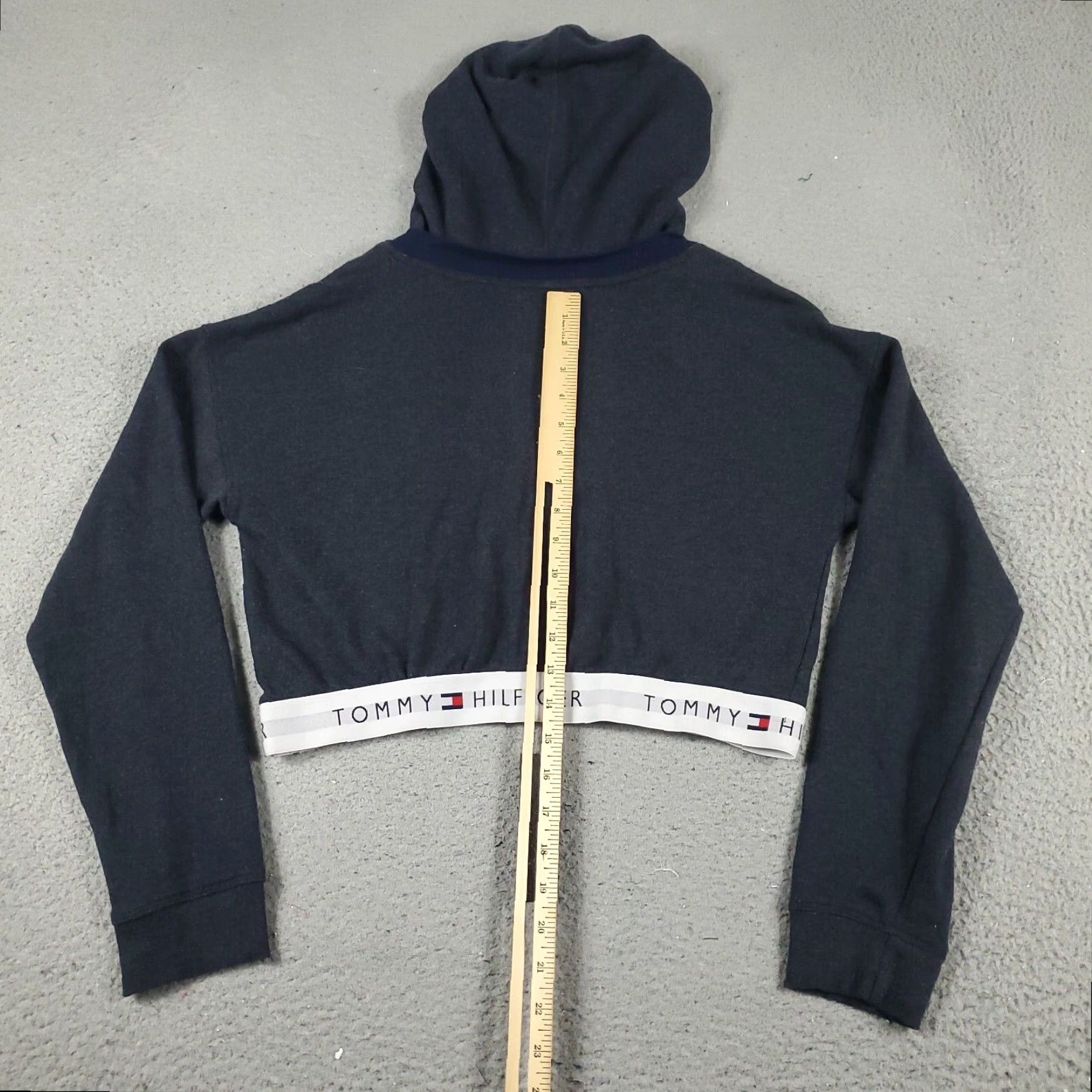 Tommy Hilfiger Tommy Hilfiger Womens Medium Blue Crop Top Pullover Hoodie Sweatshirt Size M / US 6-8 / IT 42-44 - 5 Thumbnail