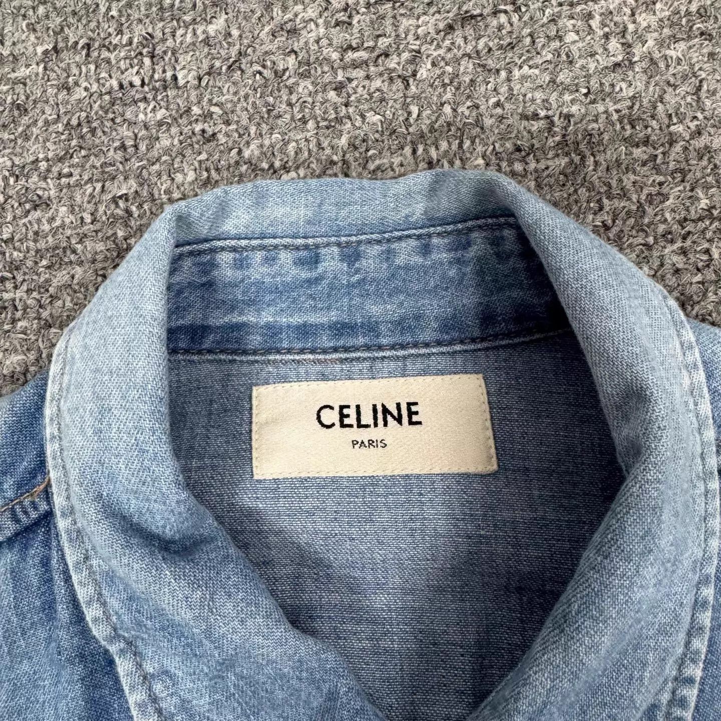 Celine Celine button-down collar light blue washed denim shirt XS Size US XS / EU 42 / 0 - 5 Thumbnail