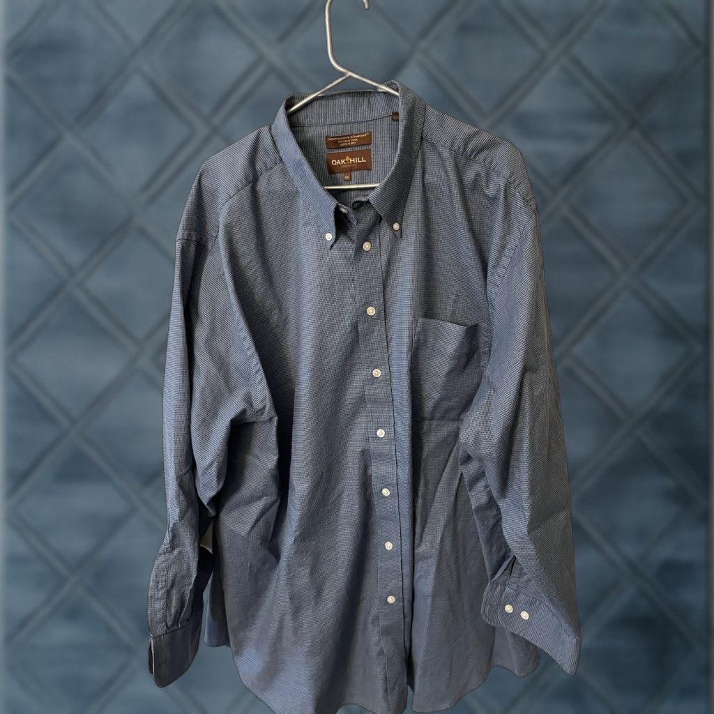 Vintage Oak Hill Button-Down Mens 3XL Blue White Long Sleeve Continuous Comfort Cool Size US XXL / EU 58 / 5 - 1 Thumbnail