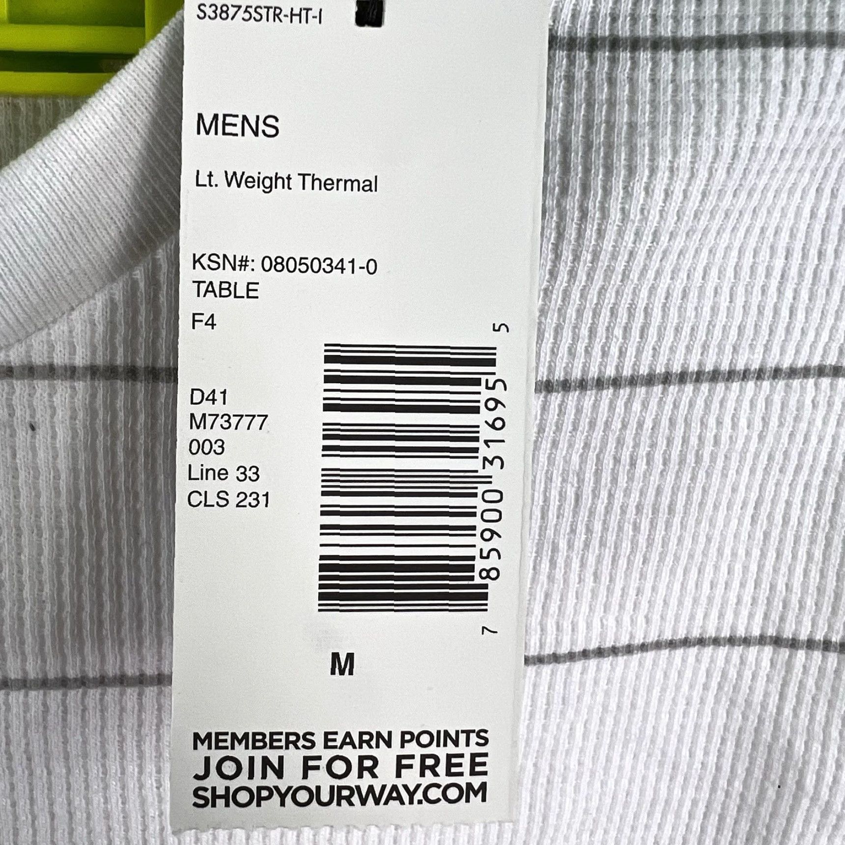 Vintage Structure Shirt Adult M White Striped Thermal Long Sleeve Crew Neck Cotton Blend Mens Size US M / EU 48-50 / 2 - 4 Thumbnail