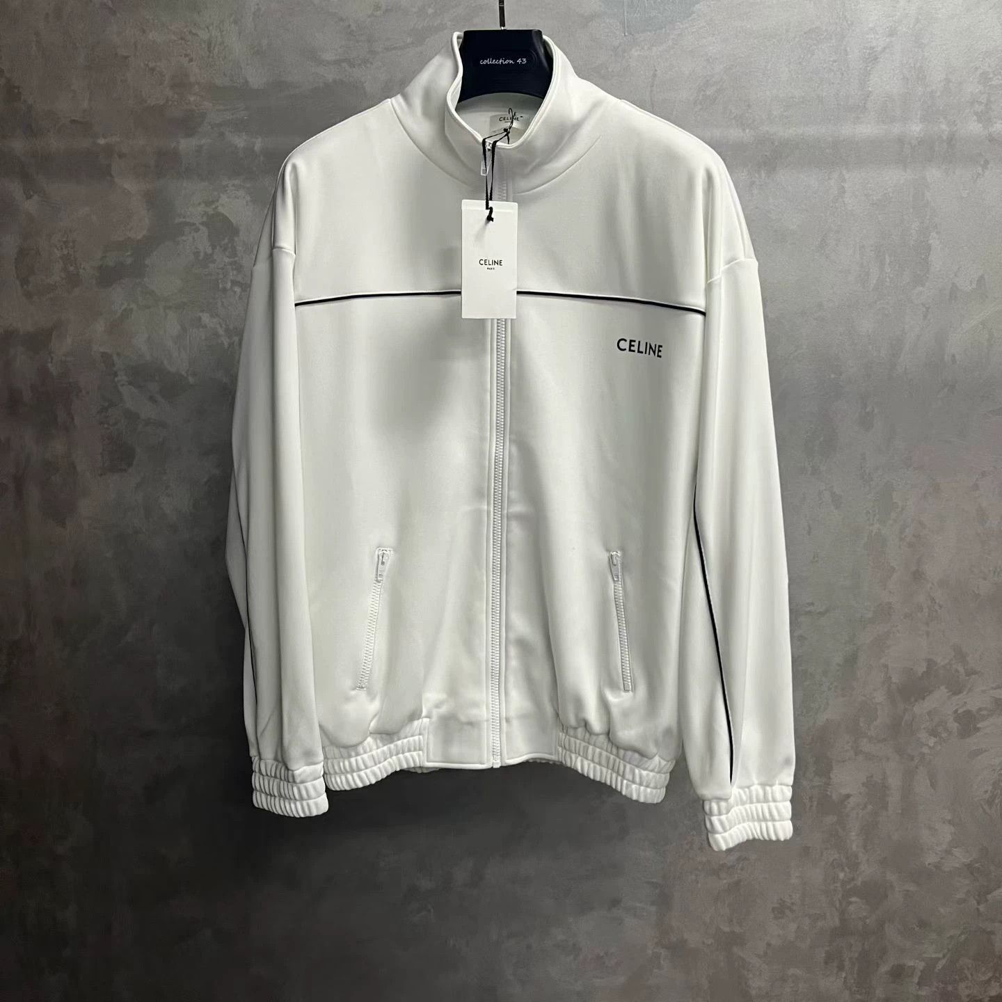 Celine Celine White Logo Embroidered Zip Sweatshirt Size US S / EU 44-46 / 1 - 1 Thumbnail
