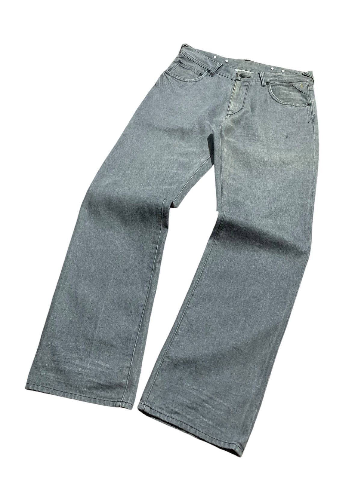 291295 Homme leather cowhide part straight fit jeans