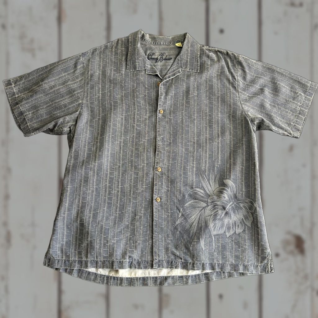 Tommy Bahama VINTAGE Tommy Bahama Shirt Button-Up Silk Mens XL Short Sleeve Blue Striped Hawaiian 100% Silk Size US XL / EU 56 / 4 - 1 Thumbnail