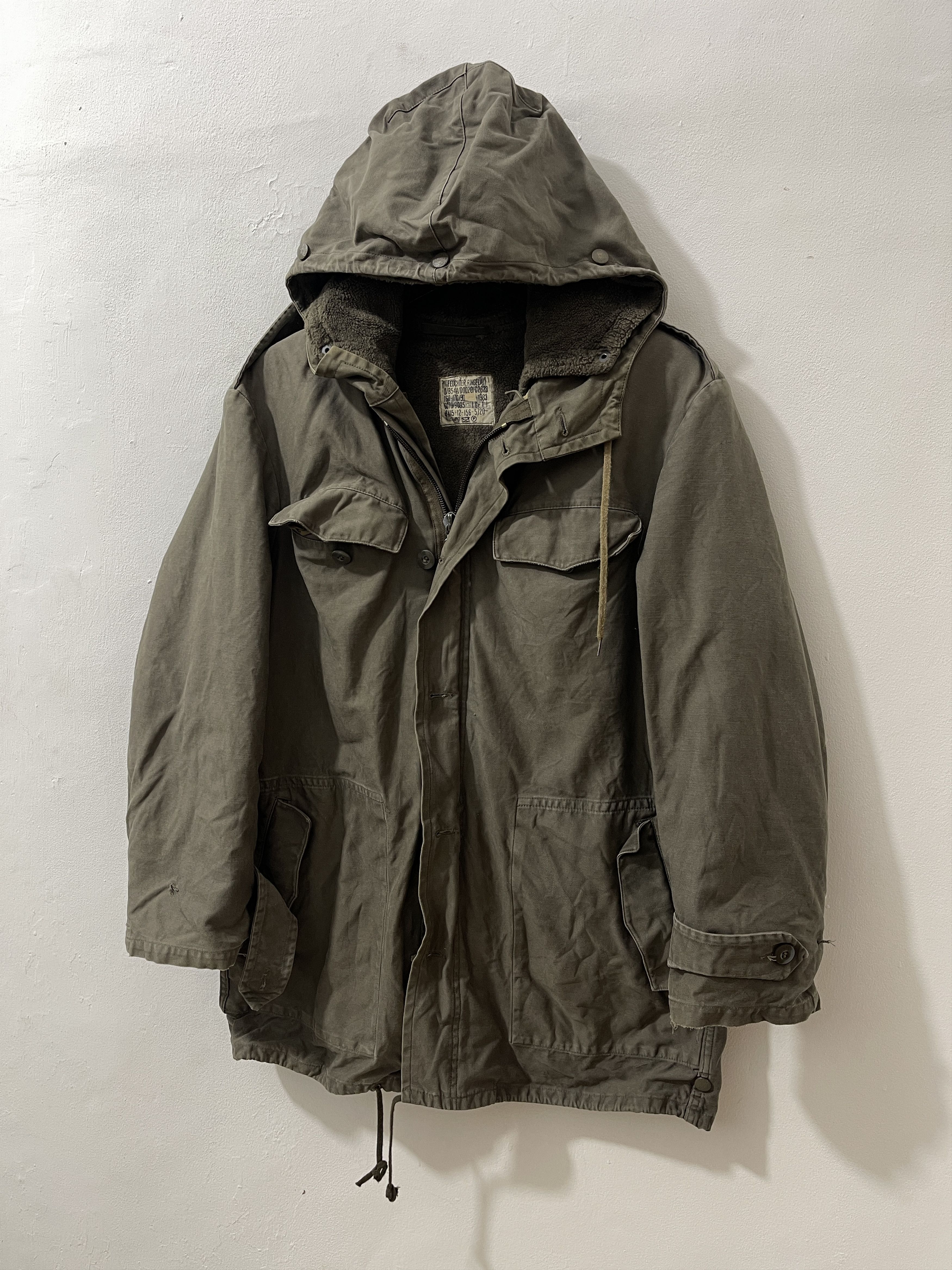 Vintage 80s Feuchter Ringelai Germany Military Canvas Jacket Size US L / EU 52-54 / 3 - 2 Thumbnail