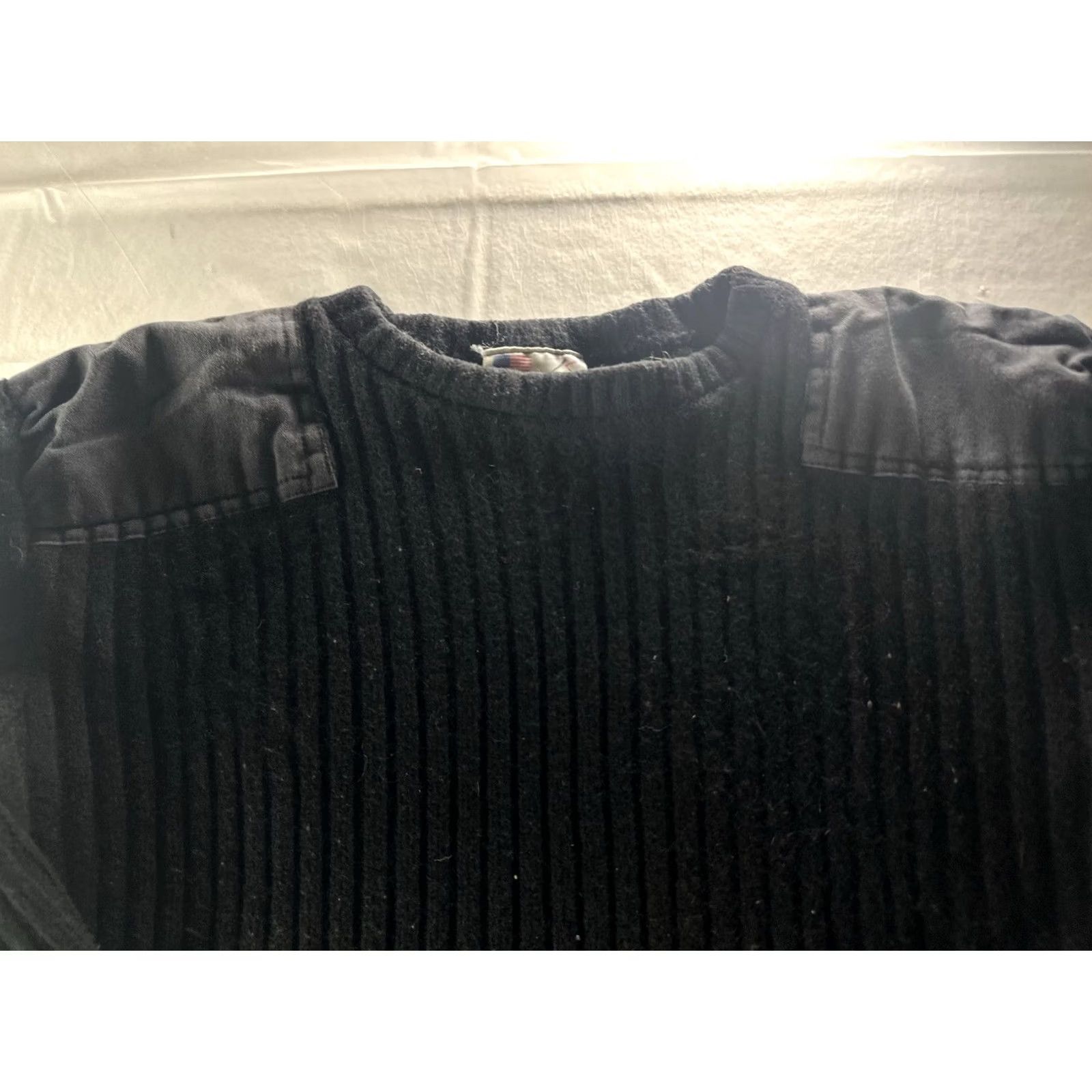 Rothco Rothco Black 100% Wool Ribbed Crew Neck Sweater Mens 52 Elbow & Shoulder Patches Size US M / EU 48-50 / 2 - 3 Thumbnail