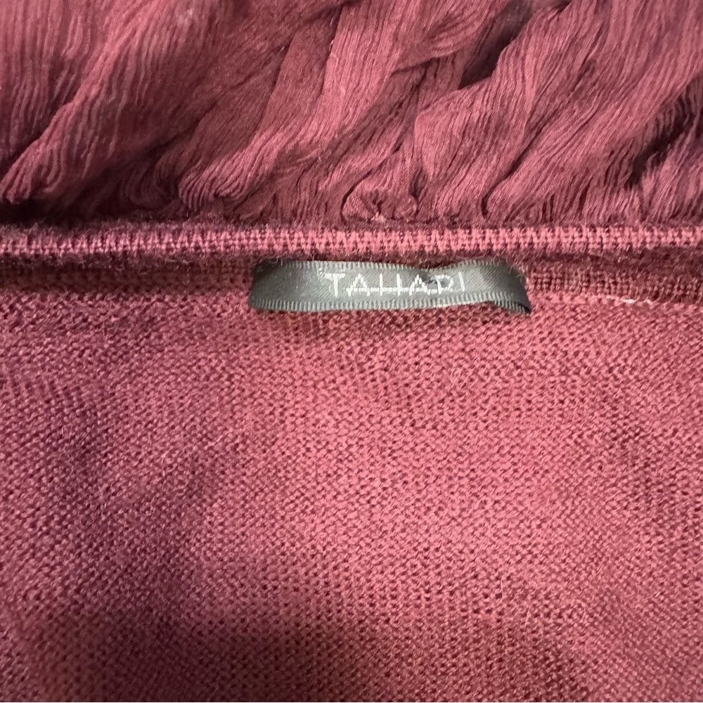 Elie Tahari Tahari Wool Silk Ruffle Burgundy Cardigan Size S Size S / US 4 / IT 40 - 6 Thumbnail