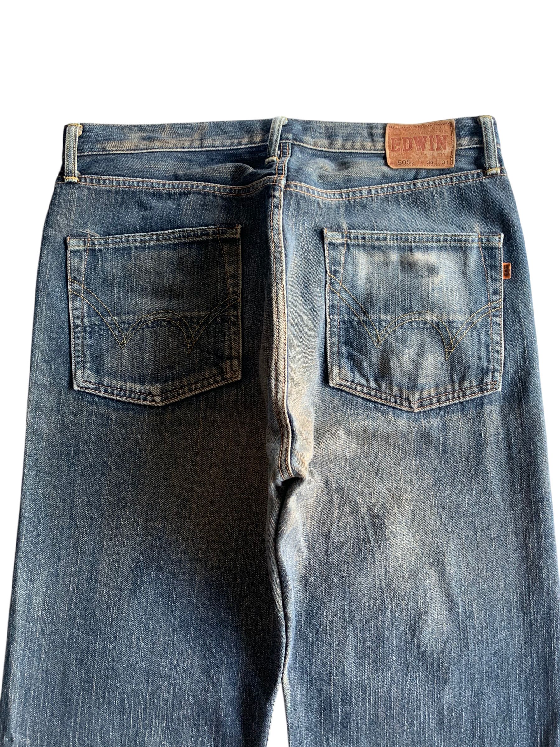 Edwin VINTAGE EDWIN 505Z BAGGY SELVEDGE RUSTY DISTRESSED DENIM Size US 36 / EU 52 - 9 Thumbnail