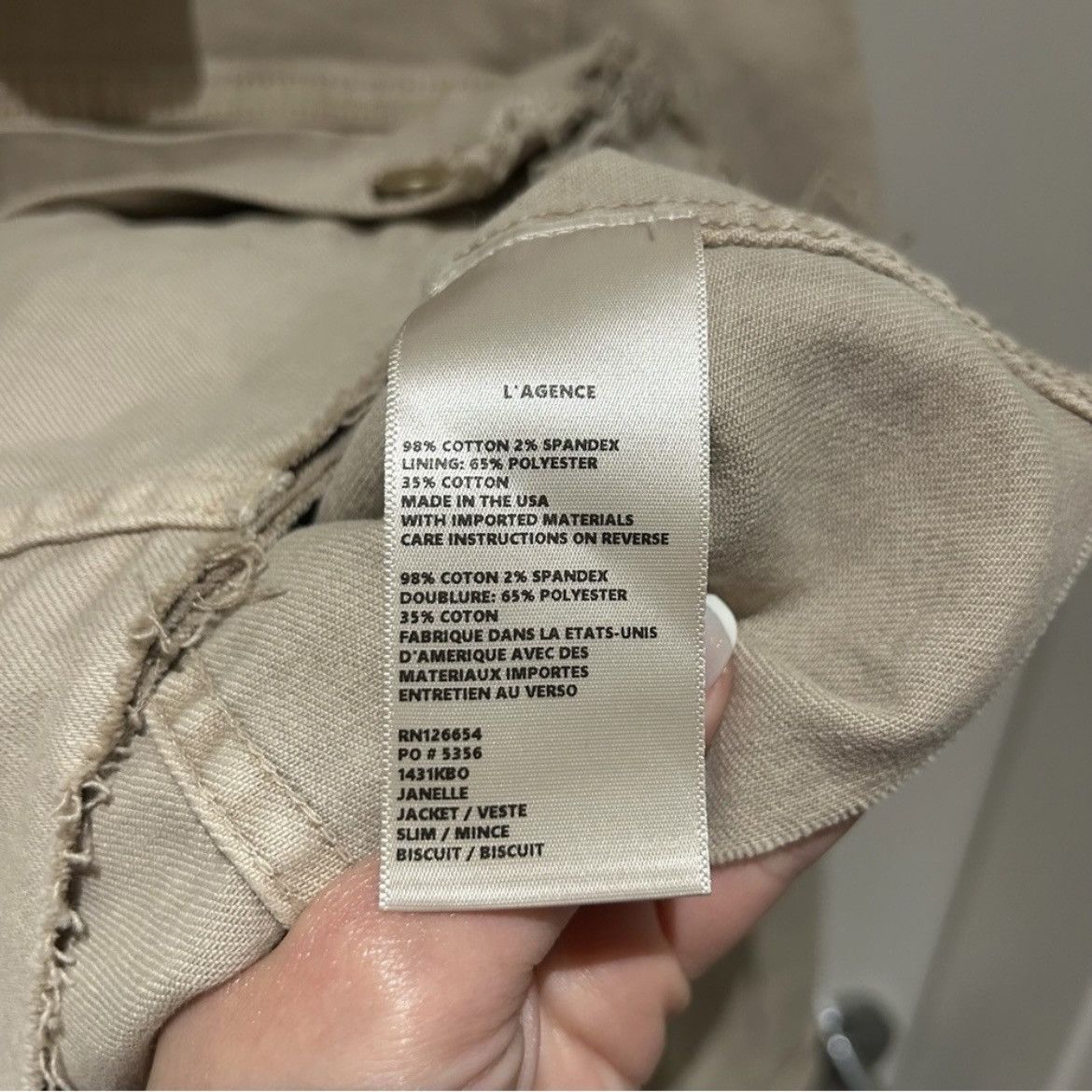 L'AGENCE L'AGENCE Janelle Jean Jacket in Biscuit Size L Size L / US 10 / IT 46 - 5 Thumbnail