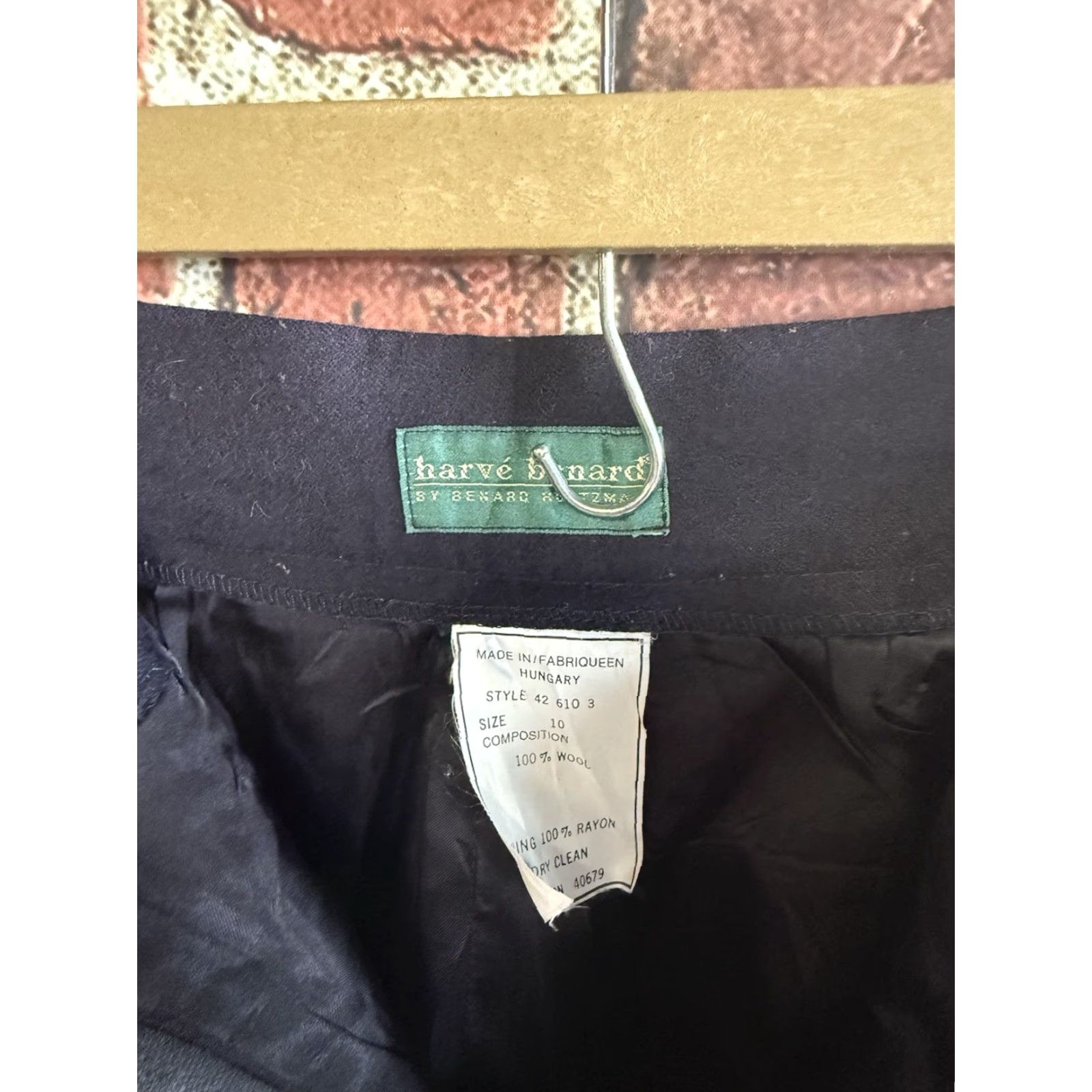Vintage Harve Bernard Sport Women’s Wool Blue Pants Side Zip Ankle Slit 10 Size 32" / US 10 / IT 46 - 3 Thumbnail