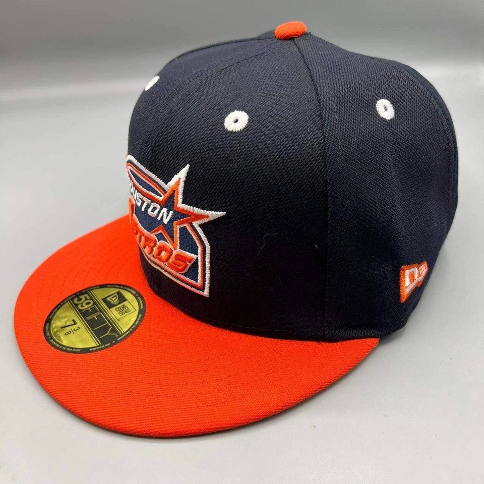 New Era Houston Astros Hat Men 7 3/8 59Fifty New Era MLB Fitted Cap Size ONE SIZE - 3 Thumbnail