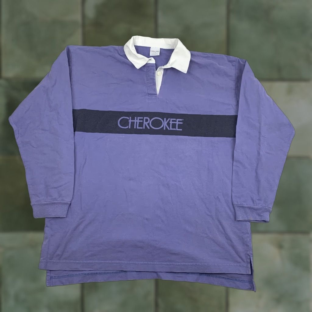 Cherokee VINTAGE Cherokee Rugby Polo Long Sleeve Mens XL Purple Solid Logo 90s Size US XL / EU 56 / 4 - 1 Thumbnail