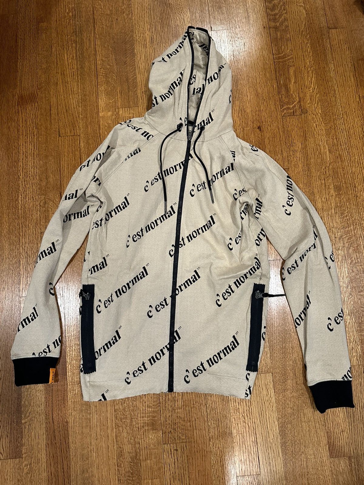 Other C’est normal rare tan logo full zip hoodie | Grailed