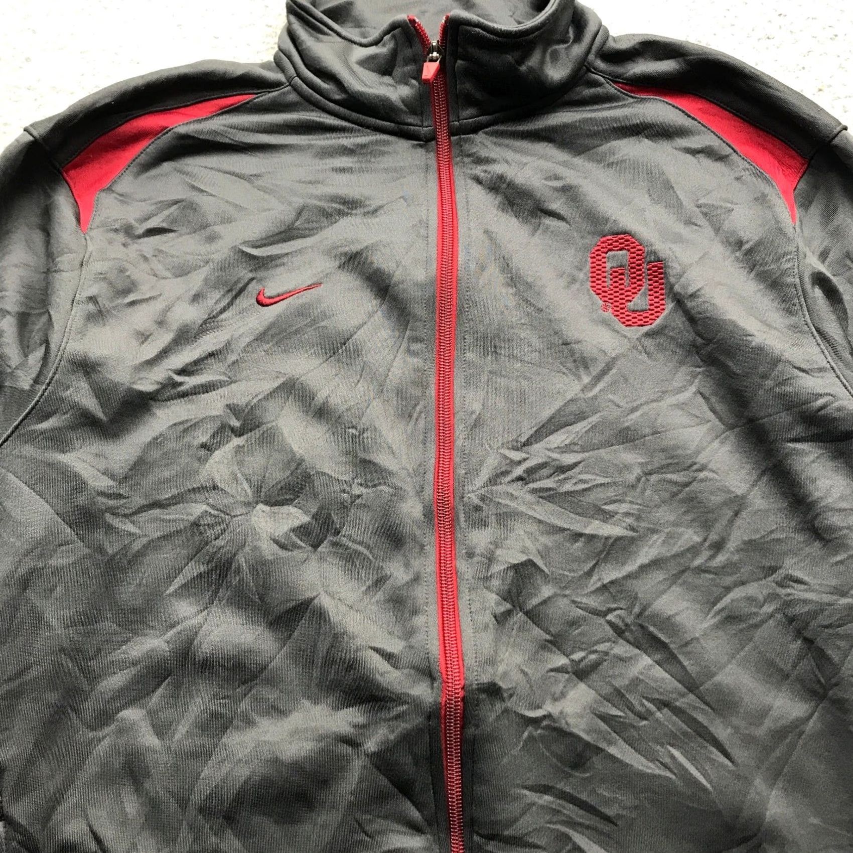 Nike VINTAGE? Oklahoma Sooners Nike Dri Fit Track Jacket Mens M Long Sleeve Gray Red Size US M / EU 48-50 / 2 - 7 Thumbnail