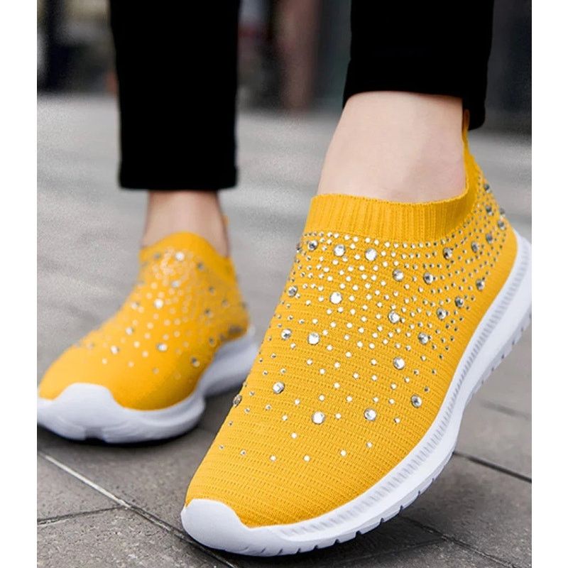 Other Bling Sneakers Womens Size 9.5 Yellow Knit Lightweight Size US 9.5 / IT 39.5 - 7 Thumbnail