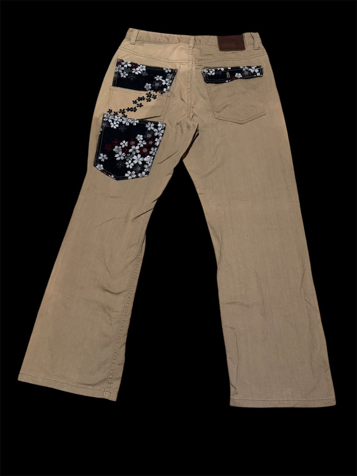 Karakuri Tamashii Japanese Sukajan Sakura Triple Pockets Embroidery Jeans Size US 32 / EU 48 - 2 Thumbnail