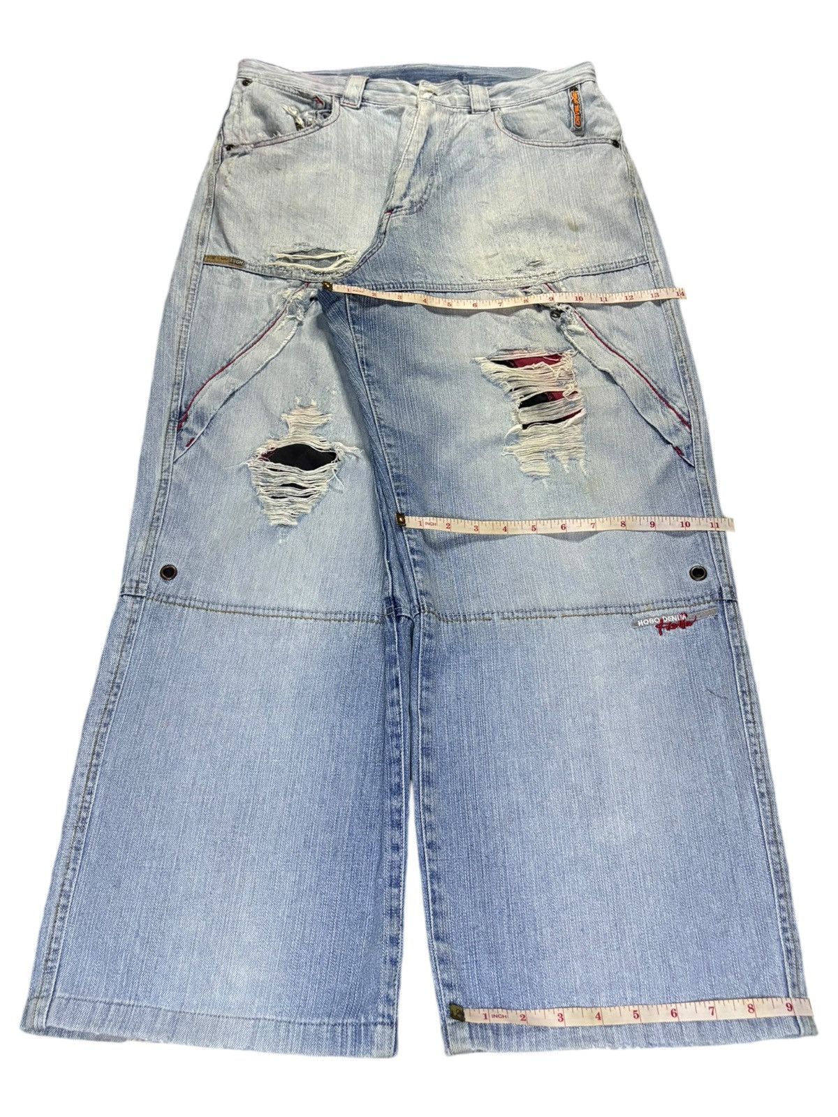 Hobo Vintage Hobo Embroidered Double Knee Baggy Cargo Jeans Size US 33 - 13 Thumbnail
