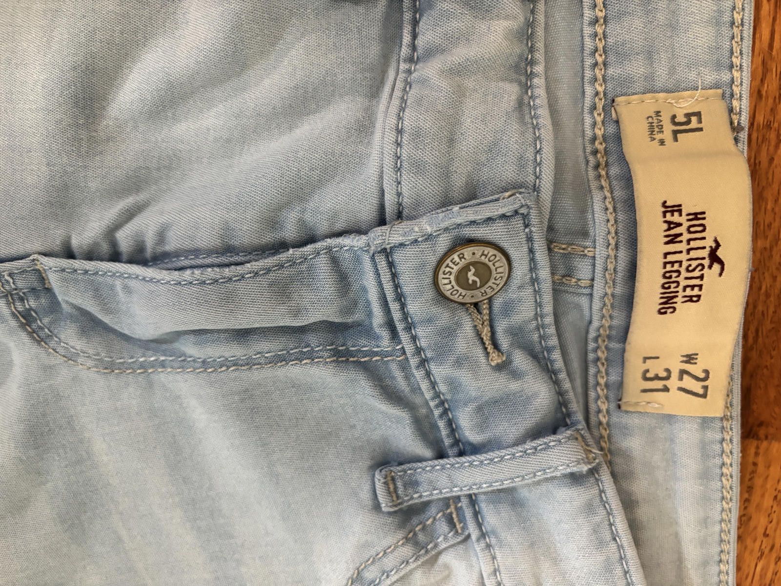 Hollister Hollister Light Blue Jean Leggings Size 5L W27 L31 Size 27" / US 4 / IT 40 - 2 Thumbnail