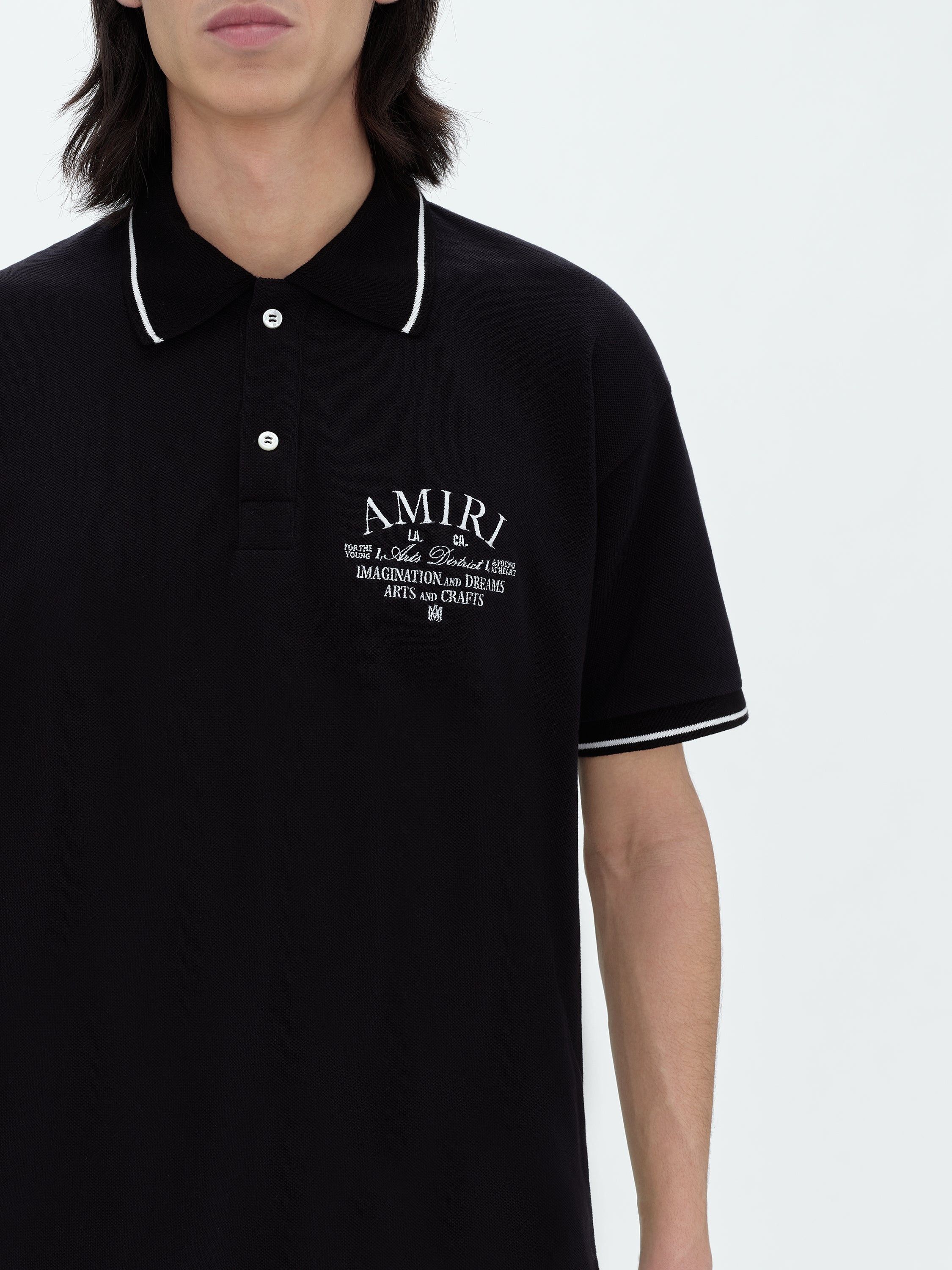 Amiri o1s1wg110825 Arts District Pique Polo Shirt in Black Size US M / EU 48-50 / 2 - 5 Thumbnail