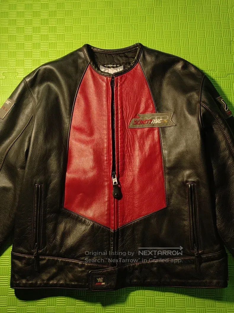 Schott Schott Black and red color-blocked motorcycle leather jack Size US XXL / EU 58 / 5 - 1 Thumbnail