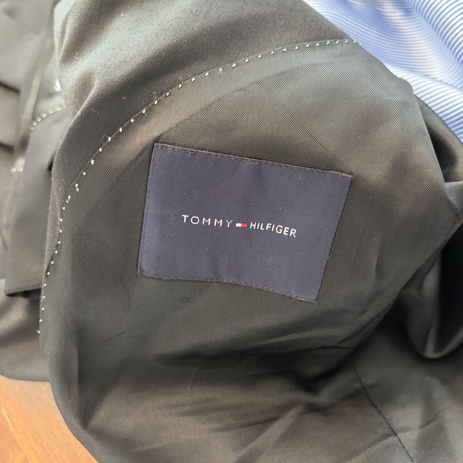 Tommy Hilfiger Tommy Hilfiger Blazer Mens 42S Black Wool Suit Jacket Size 42S - 7 Thumbnail