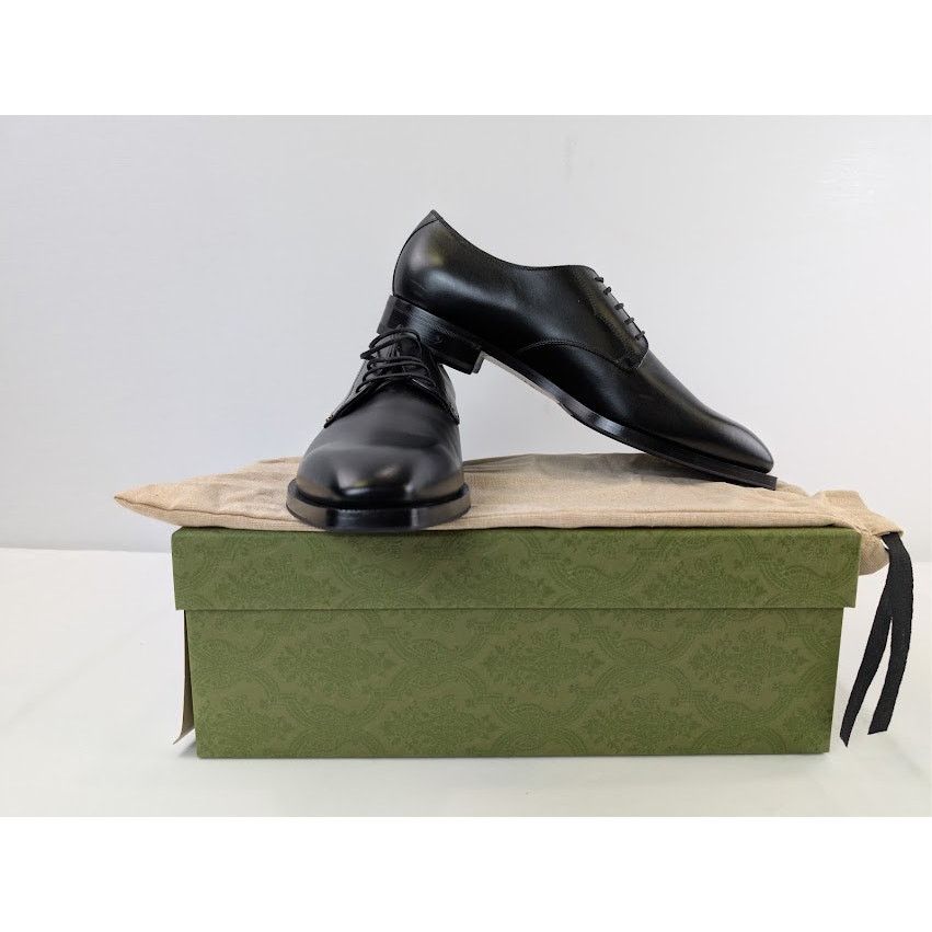 Gucci o1rshd1 Leather New Waxed Calf Lace Up Boots in Black Size US 12 / EU 45 - 19 Thumbnail