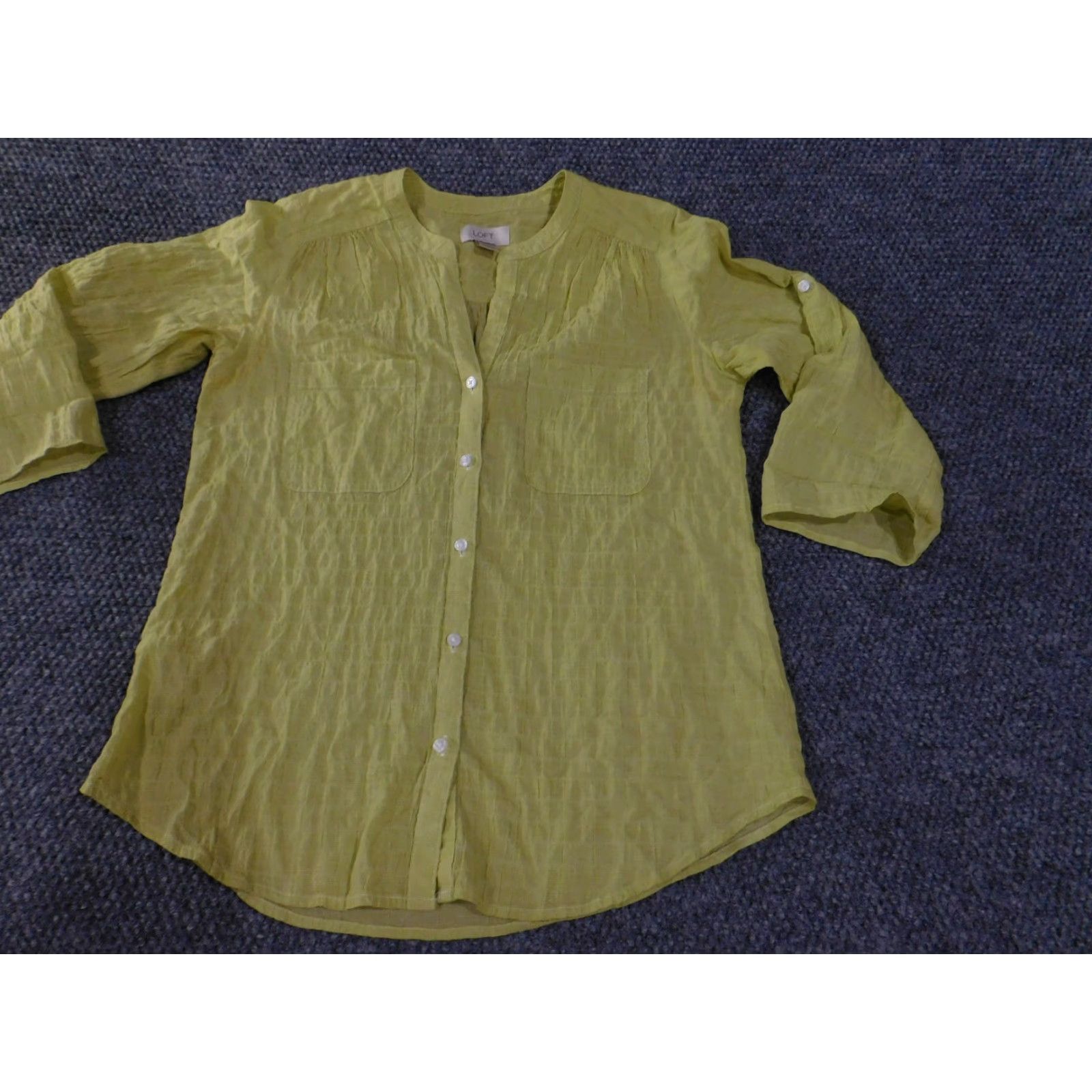 Loft LOFT Shirt Womens XS Yellow Button Front 3/4 Sleeve Lightweight Blouse Size XS / US 0-2 / IT 36-38 - 3 Thumbnail