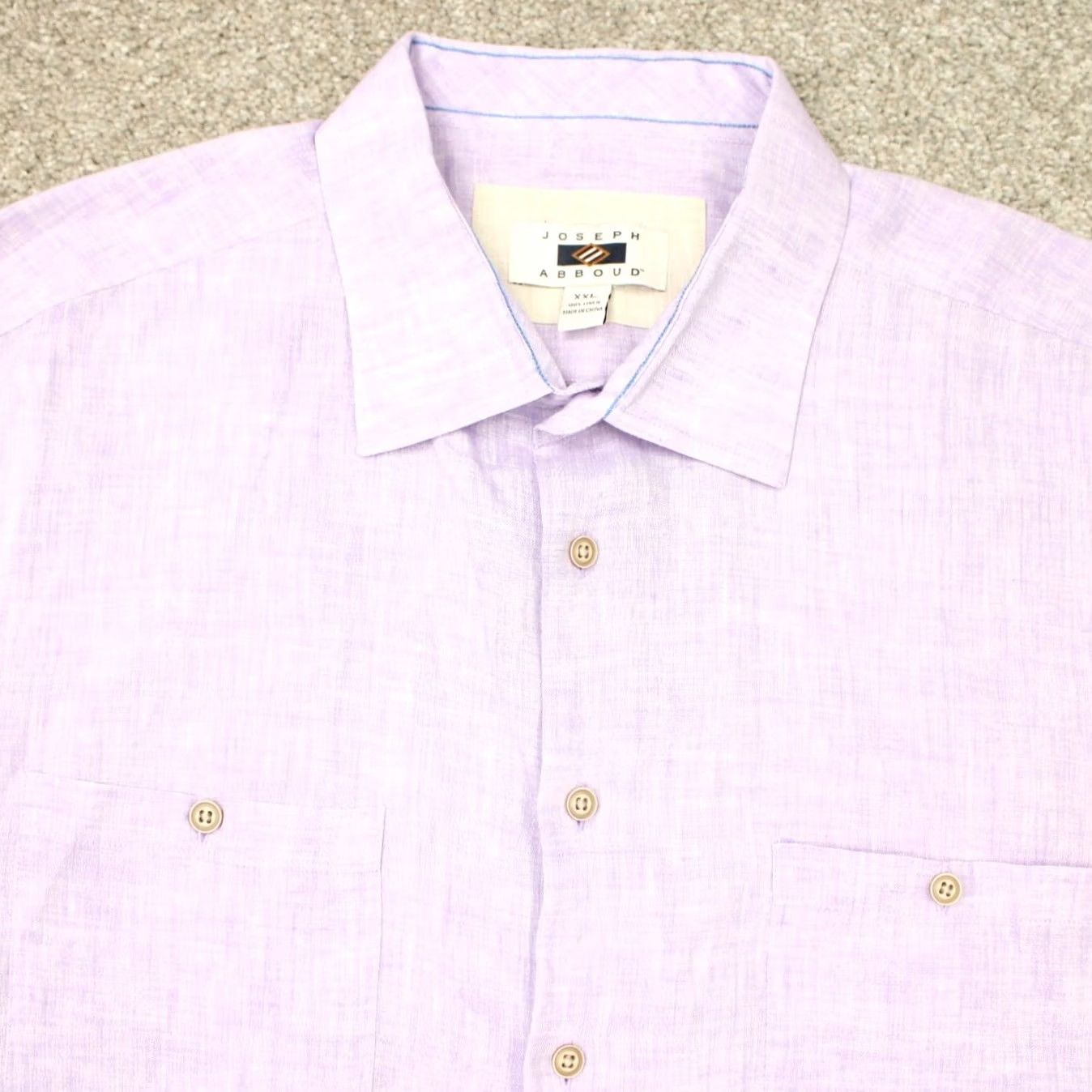 Joseph Abboud Joseph Abboud Shirt Mens 2XL Purple 100% Linen Long Sleeve Button Up Size US XXL / EU 58 / 5 - 4 Thumbnail