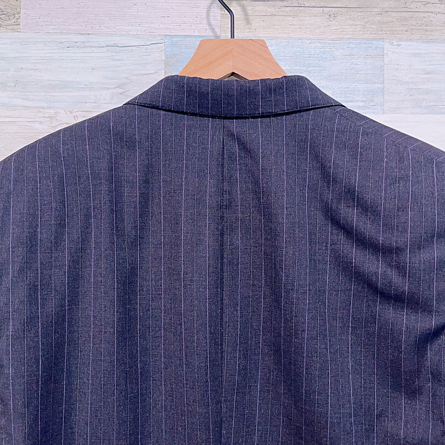 Southwick Southwick Bespoke Striped 3 Button Suit Gray Wool 44R 36x31 Size 44R - 7 Thumbnail