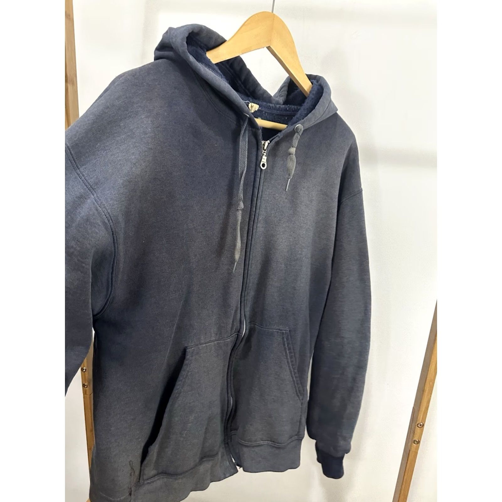 Fruit Of The Loom VINTAGE Fruit of the Loom Hoodie Full Zip Work Worn Faded Grunge Blue Sweatshirt Size L Mens Size US L / EU 52-54 / 3 - 4 Thumbnail