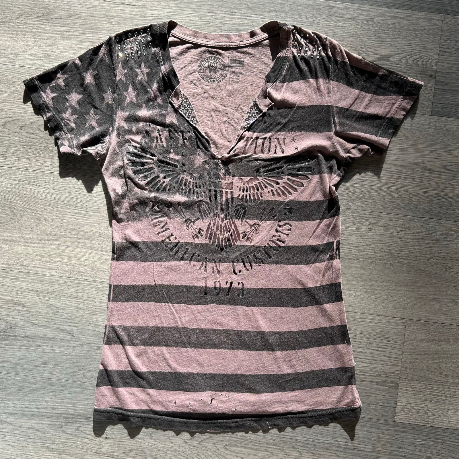Affliction Vintage y2k Affliction Eagle V-Neck Studded punk style Shirt Size L / US 10 / IT 46 - 1 Thumbnail