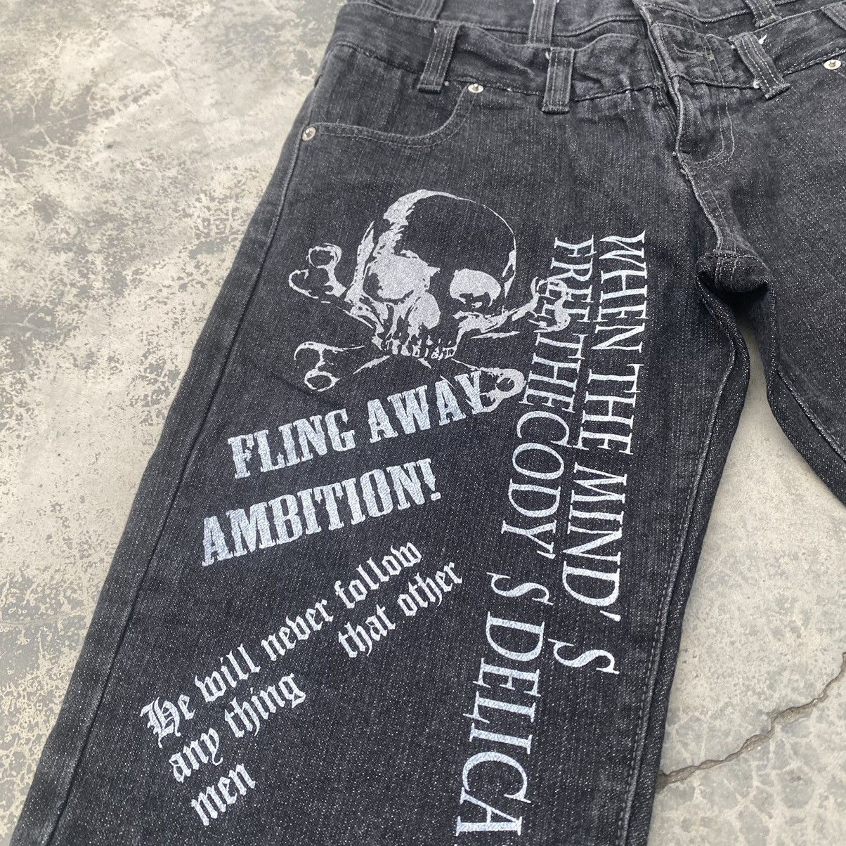 If Six Was Nine × Japanese Brand × Seditionaries Punk Poem Denim Short Size US 30 / EU 46 - 2 Thumbnail