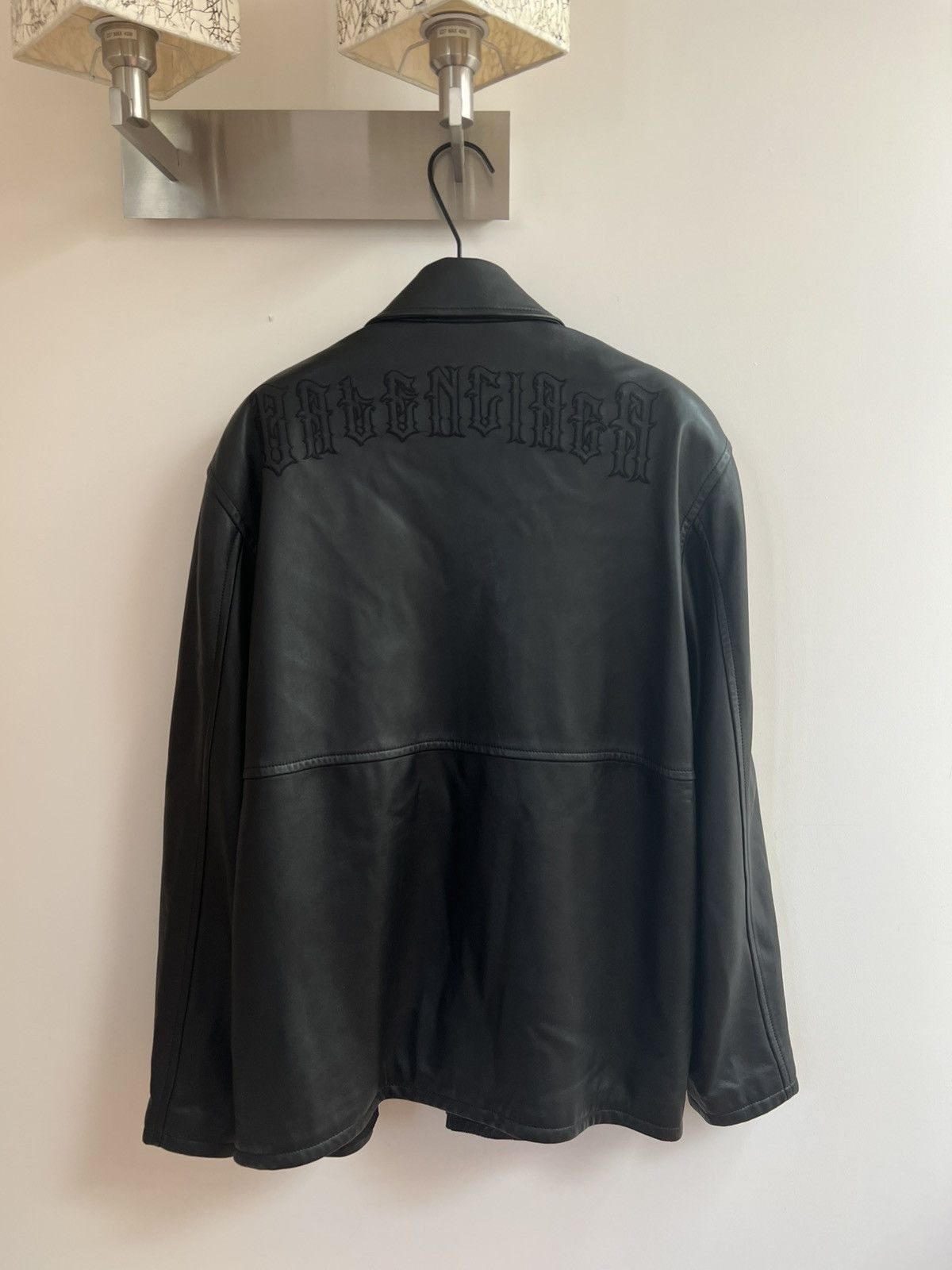 Balenciaga Balenciaga 19SS Lamb Skin Shoulder Pad Leather Jacket Size US XL / EU 56 / 4 - 2 Thumbnail