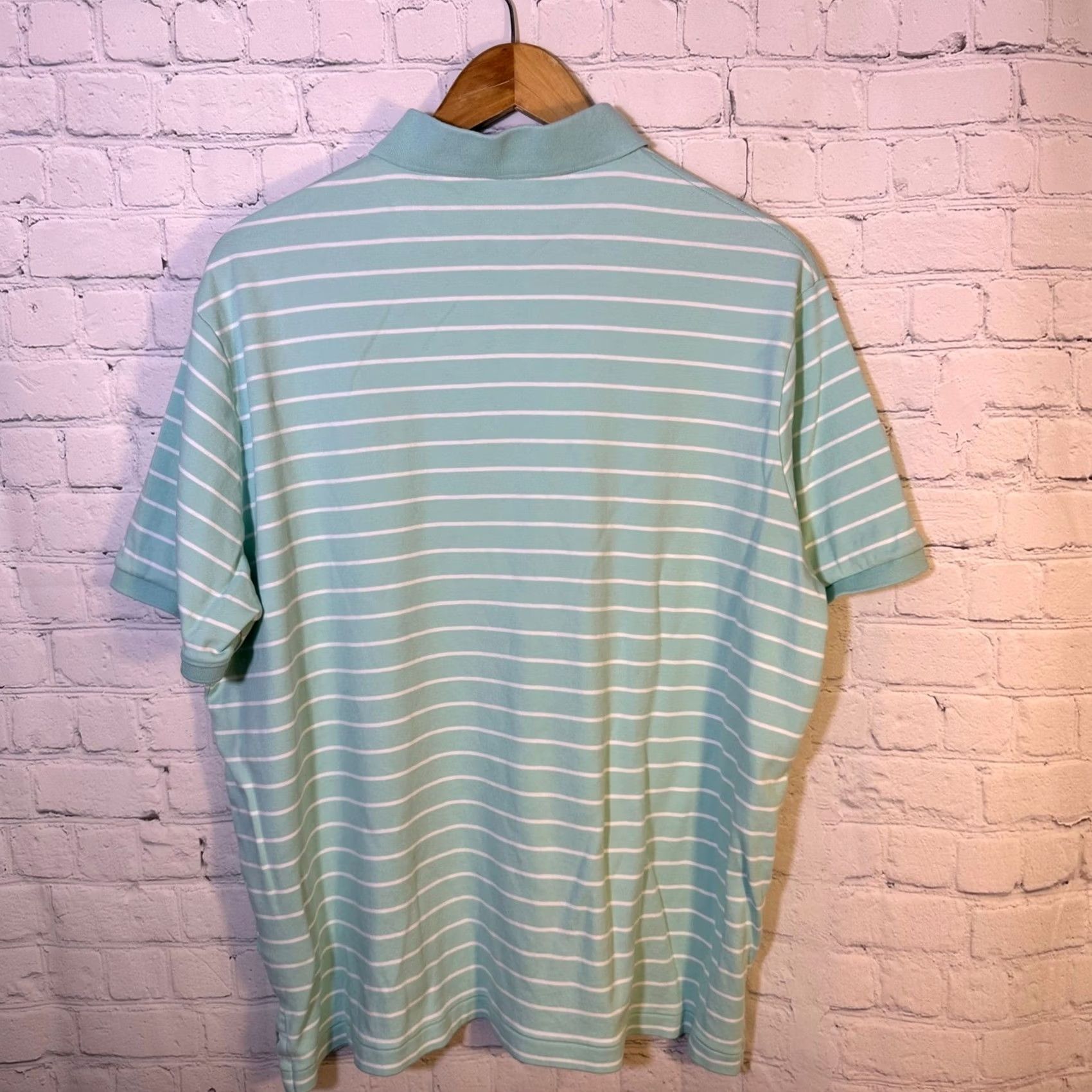 Polo Ralph Lauren Polo Ralph Lauren Mens XL Classic Fit Mint Green White Striped Cotton Polo Shirt Size US XL / EU 56 / 4 - 5 Thumbnail