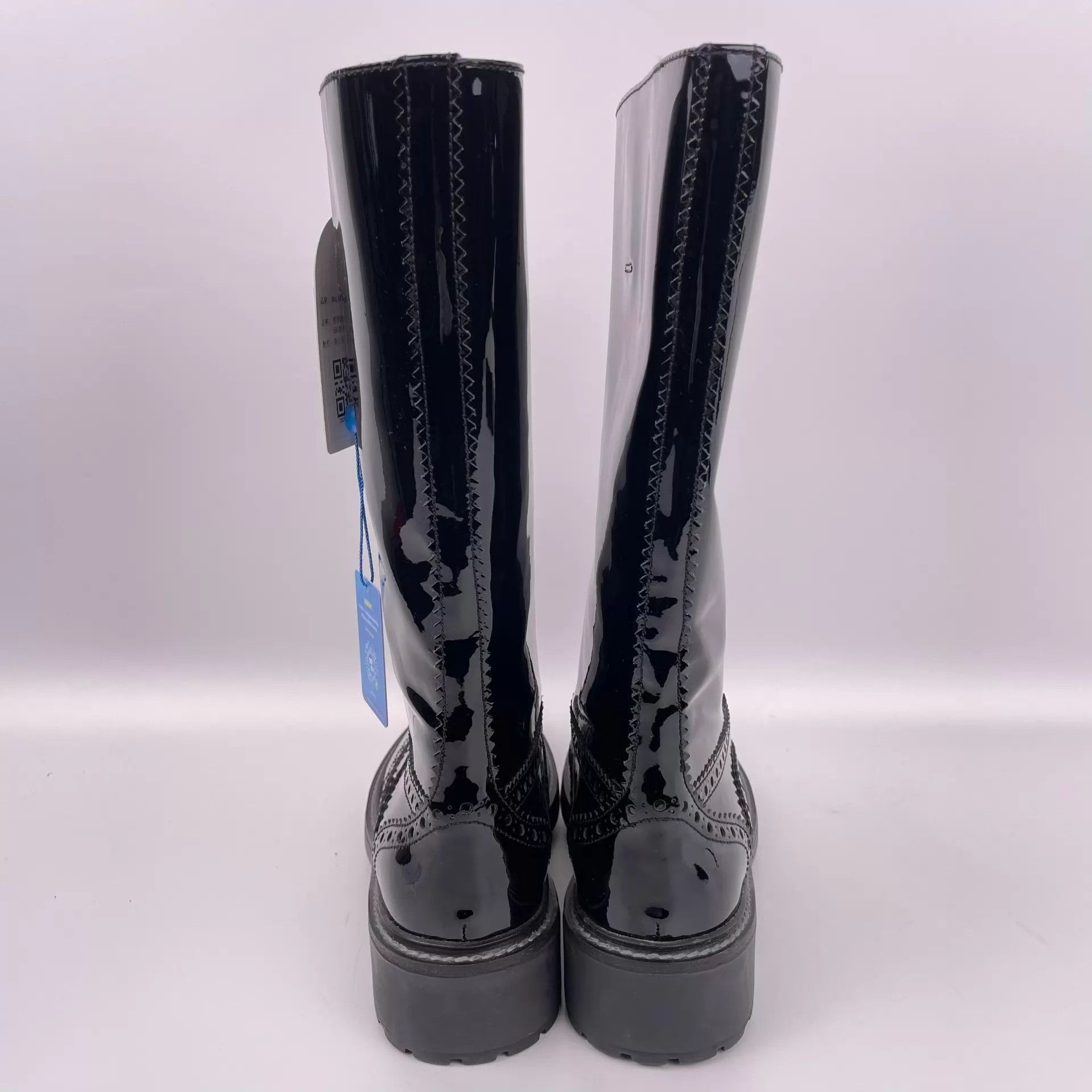 Miu Miu MIU MIU Patent Leather Knee-High Boots Black 38.5 Size US 8 / IT 38 - 3 Thumbnail