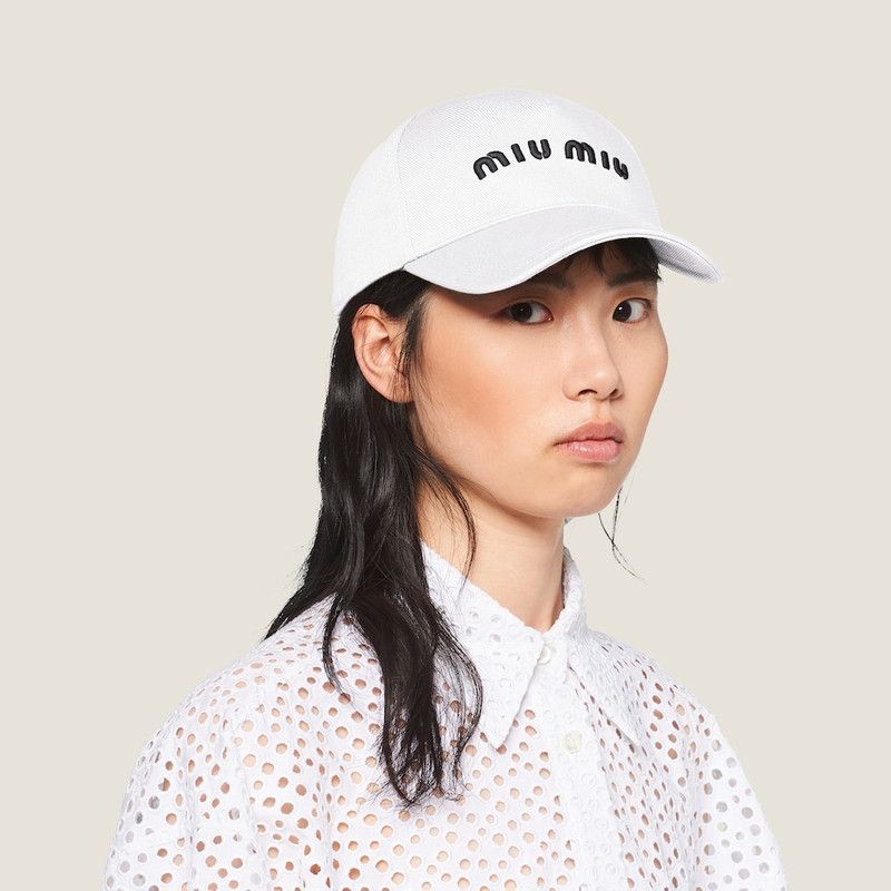Miu Miu o1B3y1r0426 Size: OS / Drill Baseball Hat / Cap in White Size ONE SIZE - 2 Thumbnail
