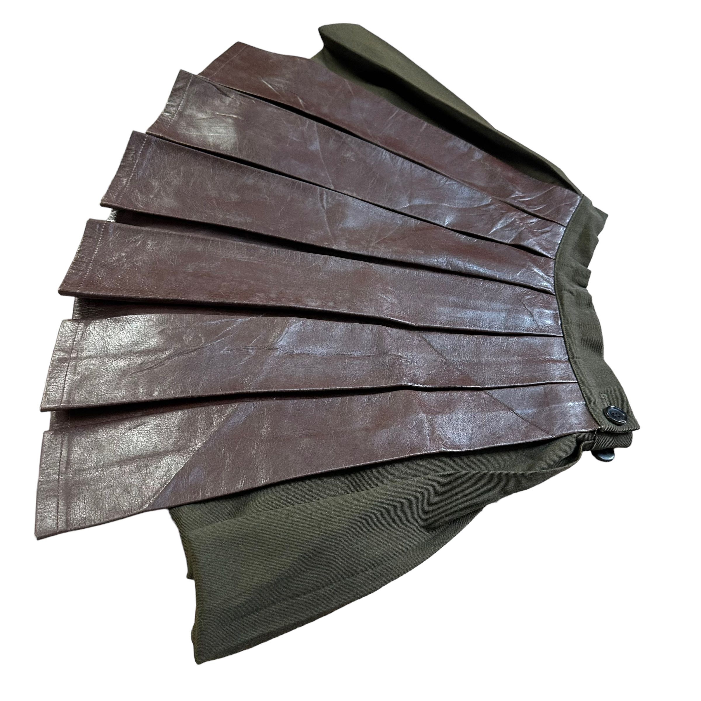 Yohji Yamamoto RARE!! YOHJI YAMAMOTO HYBRID LEATHER SKIRT #8234-213 Size 25" / US 0 / IT 36 - 3 Thumbnail