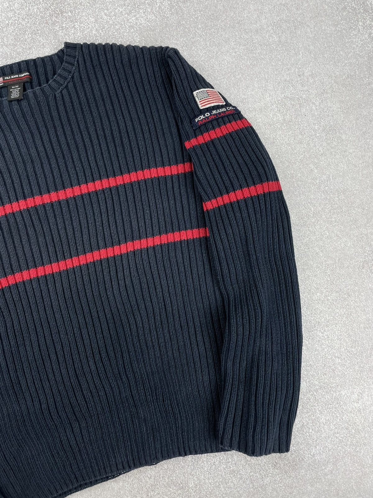 Polo Ralph Lauren × Ralph Lauren × Vintage Vintage Polo Jeans Company Ralph Lauren USA Flag Sweater Size US M / EU 48-50 / 2 - 2 Thumbnail