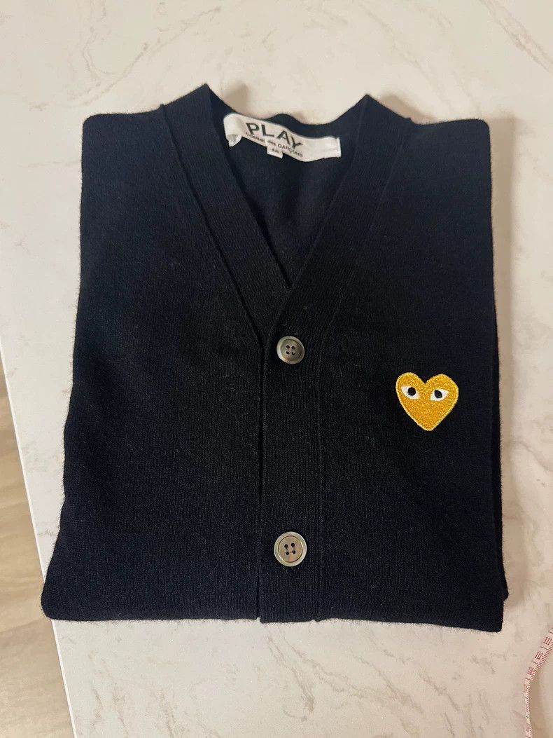Comme des Garcons Comme Des Garcons Classic Black V-Neck Gold Heart Cardigan Size US M / EU 48-50 / 2 - 1 Thumbnail