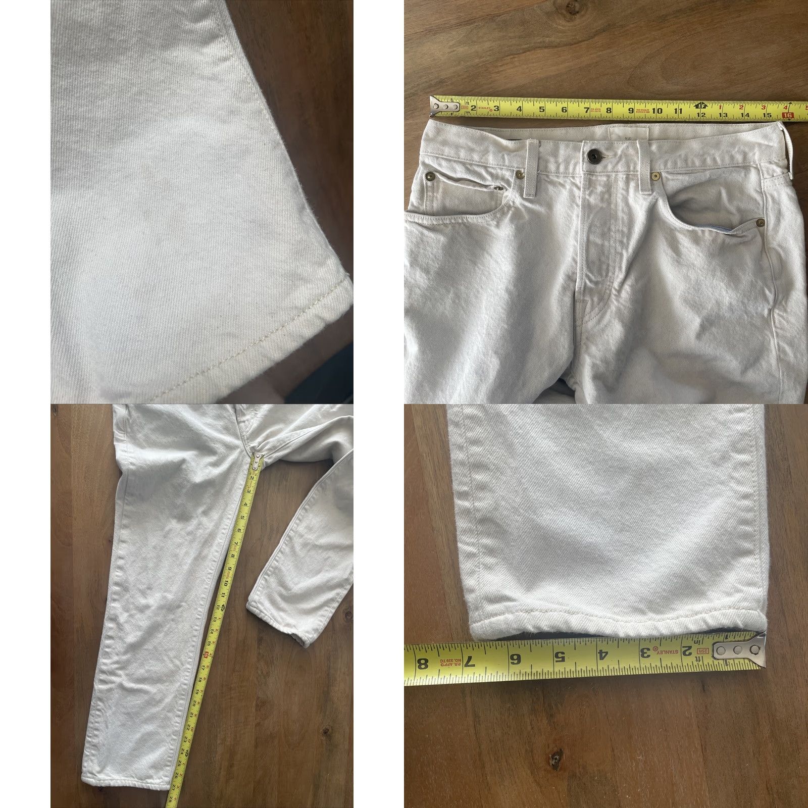 Sid Mashburn Sid Mashburn Jeans Mens 32x32 Button Fly Denim Ivory Straight Regular Size US 32 / EU 48 - 8 Thumbnail