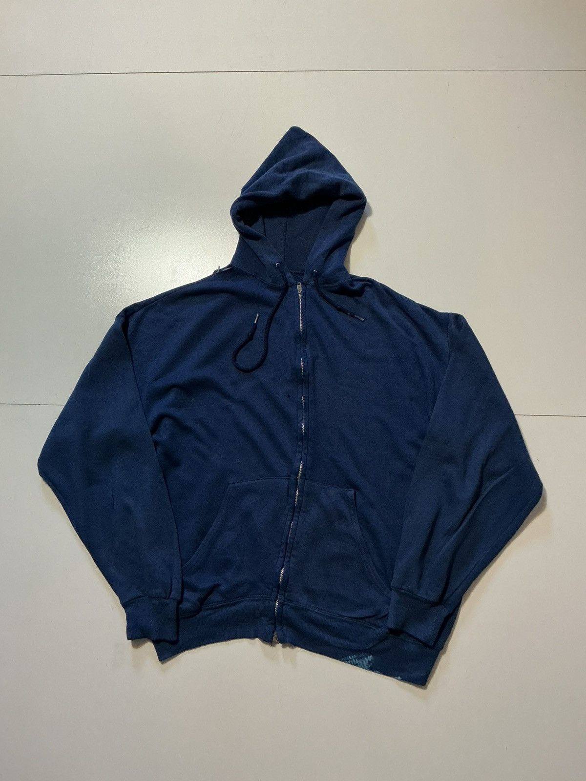 Vintage Vintage 70s 80s Blank Zip Thrashed YKK Zipper Raglan Hoodie Size US L / EU 52-54 / 3 - 1 Thumbnail