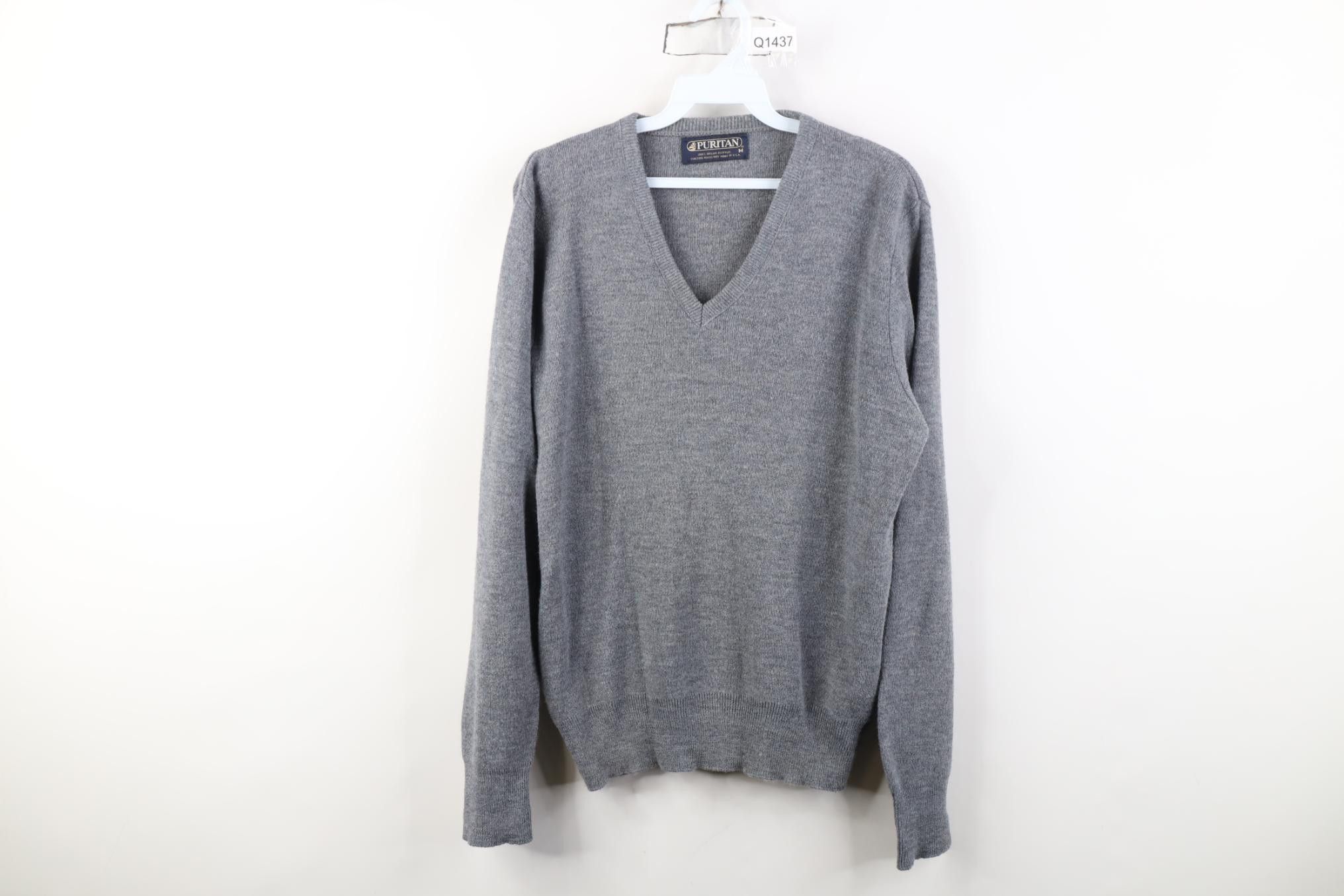 Vintage Vintage 70s Streetwear Knit V-Neck Sweater Heather Gray USA Size US M / EU 48-50 / 2 - 1 Thumbnail