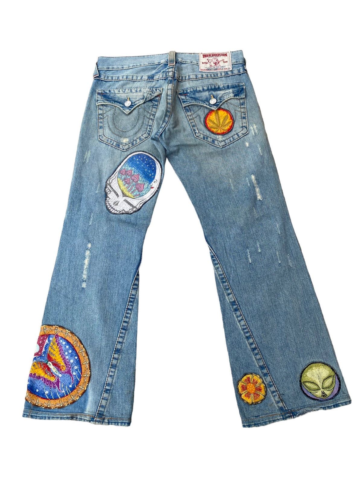 True Religion Vintage Collectible Item True Religion Patchwork Flare Pant Size US 35 - 2 Thumbnail