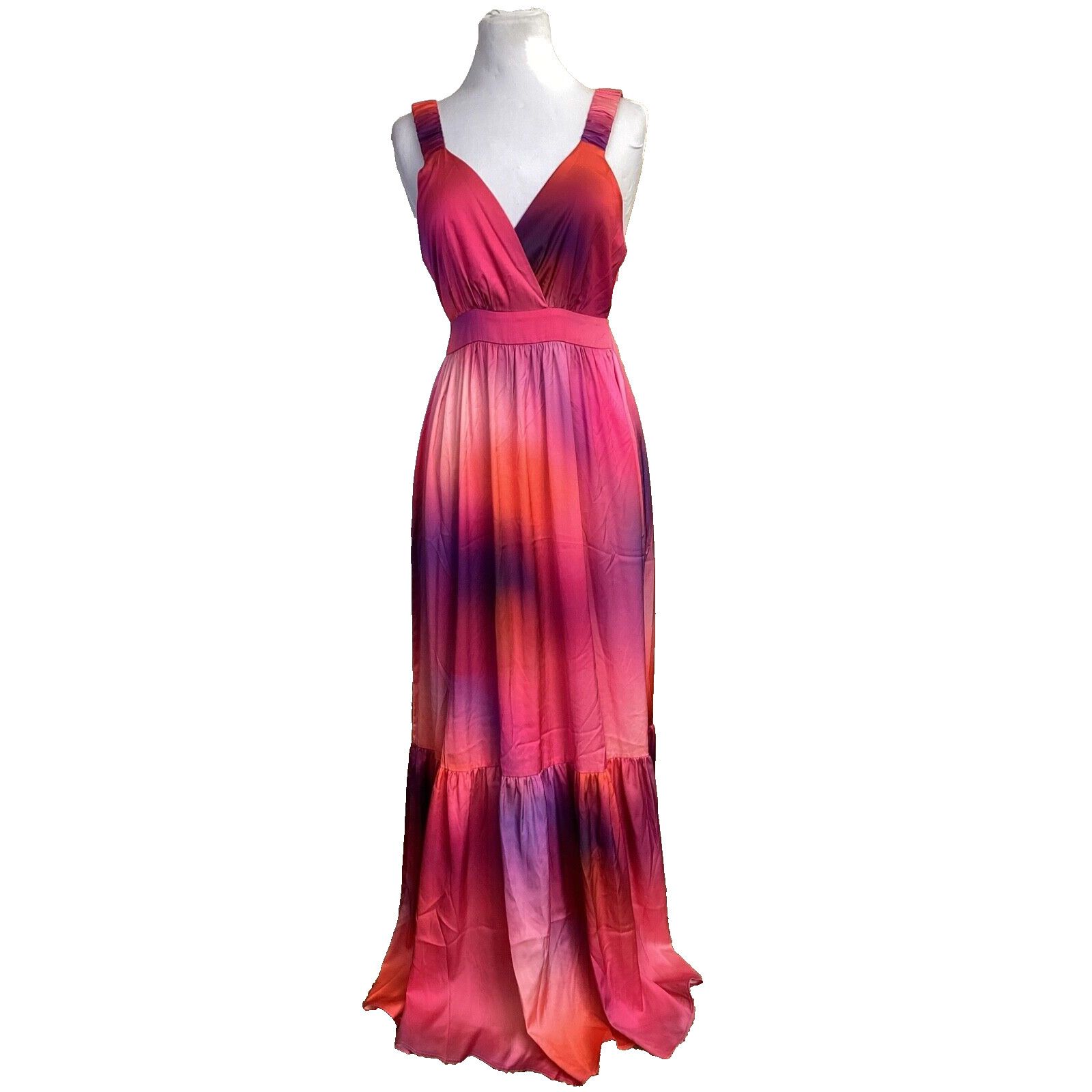 Other VENUS SATIN ORANGE PURPLE PINK OMBRE RUFFLE MAXI DRESS SZ 6 Size M / US 6-8 / IT 42-44 - 1 Thumbnail