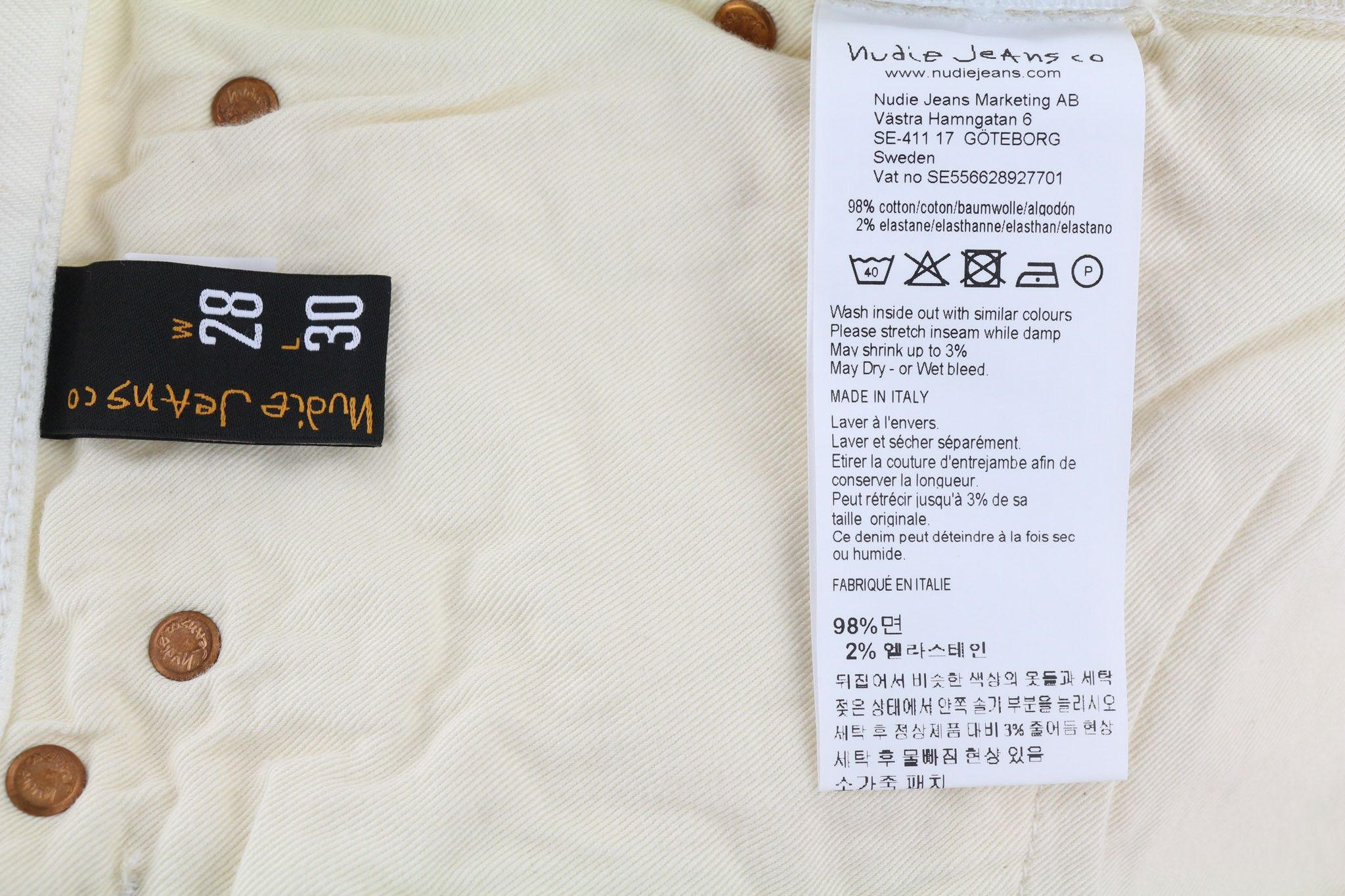 Nudie Jeans SLEEPY SIXTEN W28/L30 Relaxed Button-Fly Ecru Jeans 80602 Size US 28 / EU 44 - 6 Thumbnail