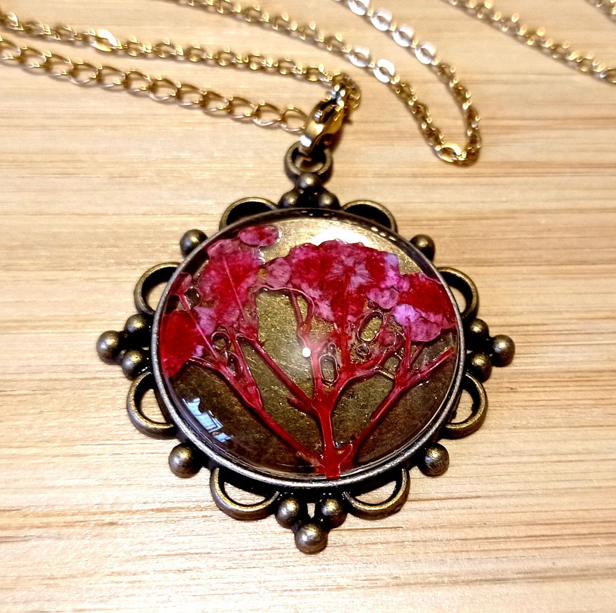 Hysteric Glamour × Vintage Stunning Goth Flower Natural Plant Gold Necklace Unique RARE Size ONE SIZE - 2 Thumbnail